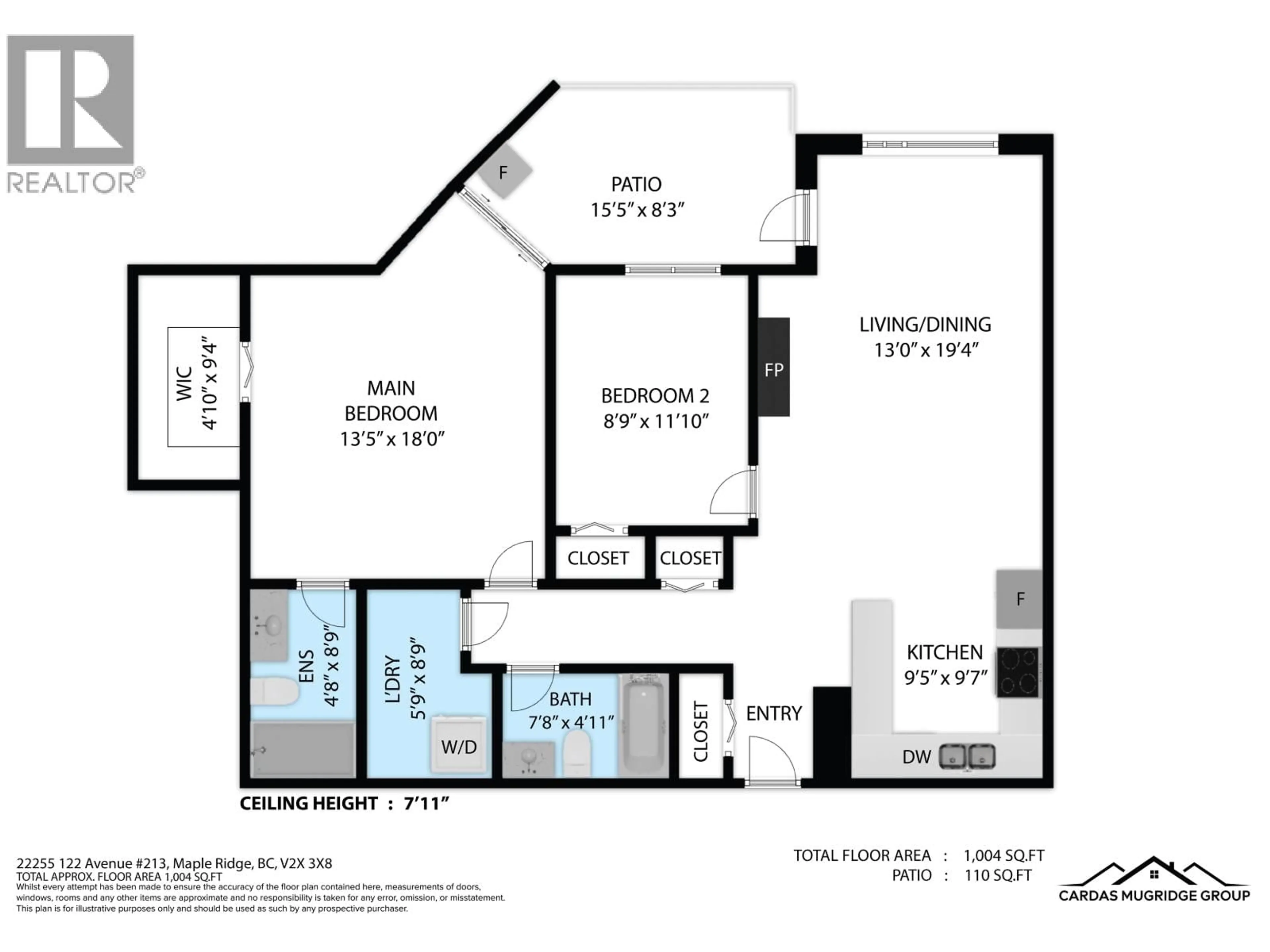 Floor plan for 213 - 22255 122 AVENUE, Maple Ridge British Columbia V2X3X8