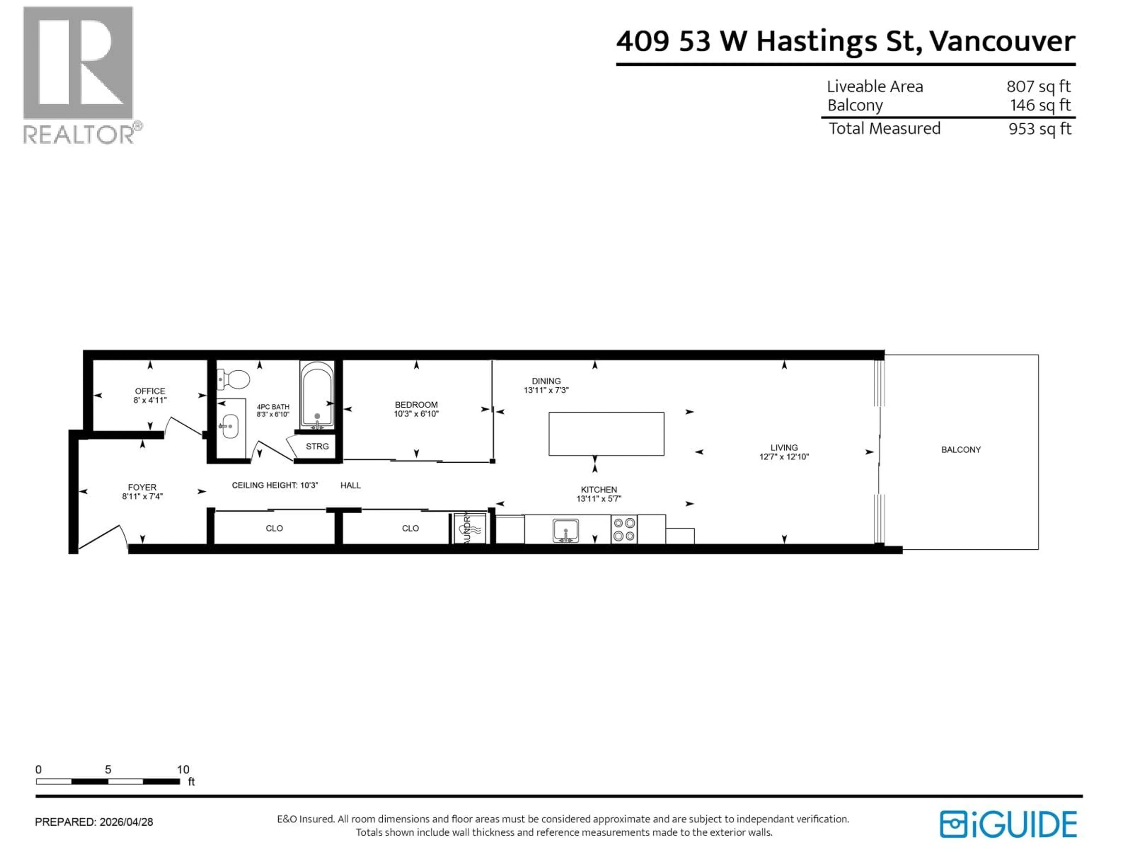 Floor plan for 409 - 53 HASTINGS STREET, Vancouver British Columbia V6E1T8