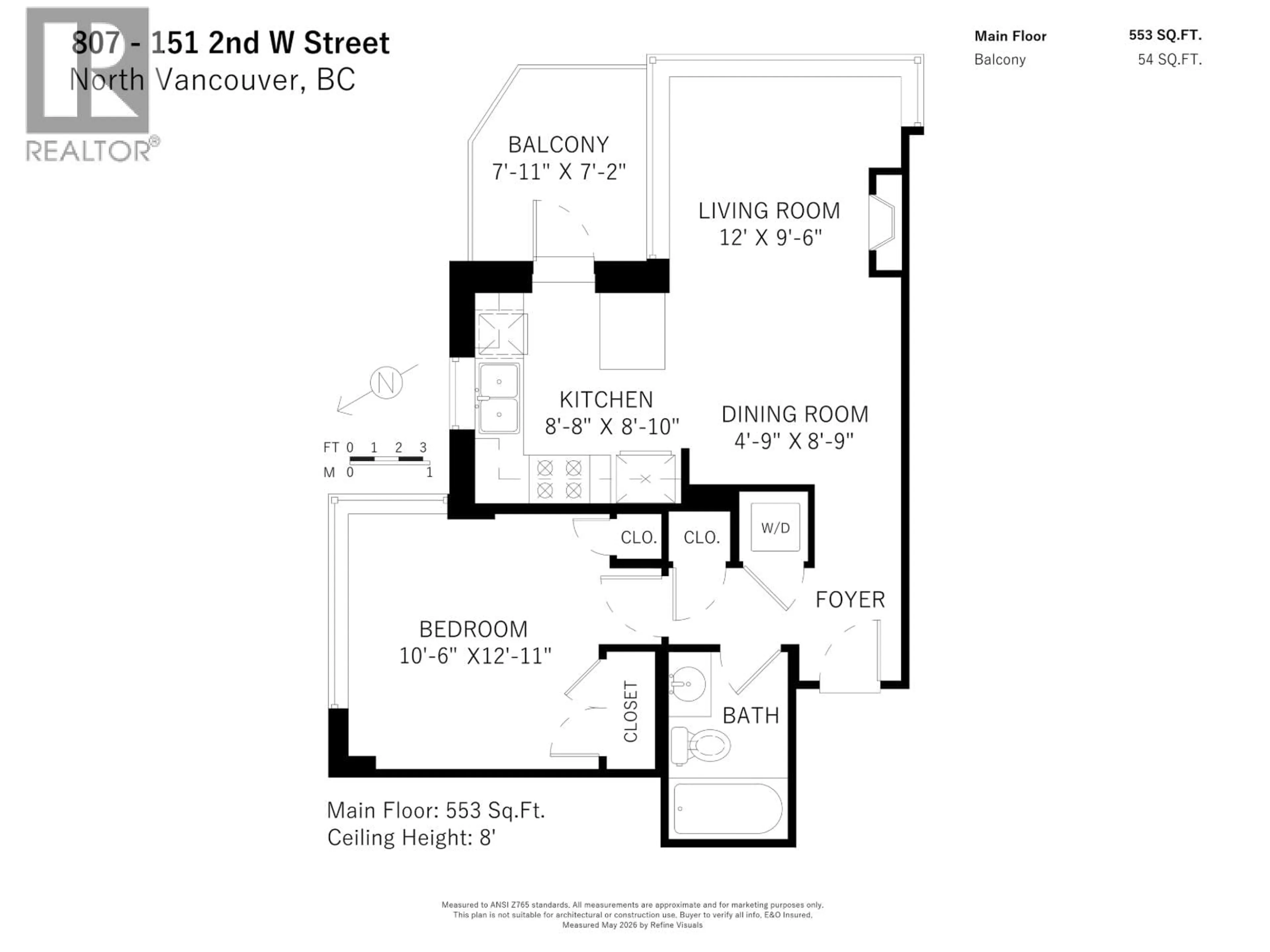 Floor plan for 807 - 151 2ND STREET, North Vancouver British Columbia V7M3P1