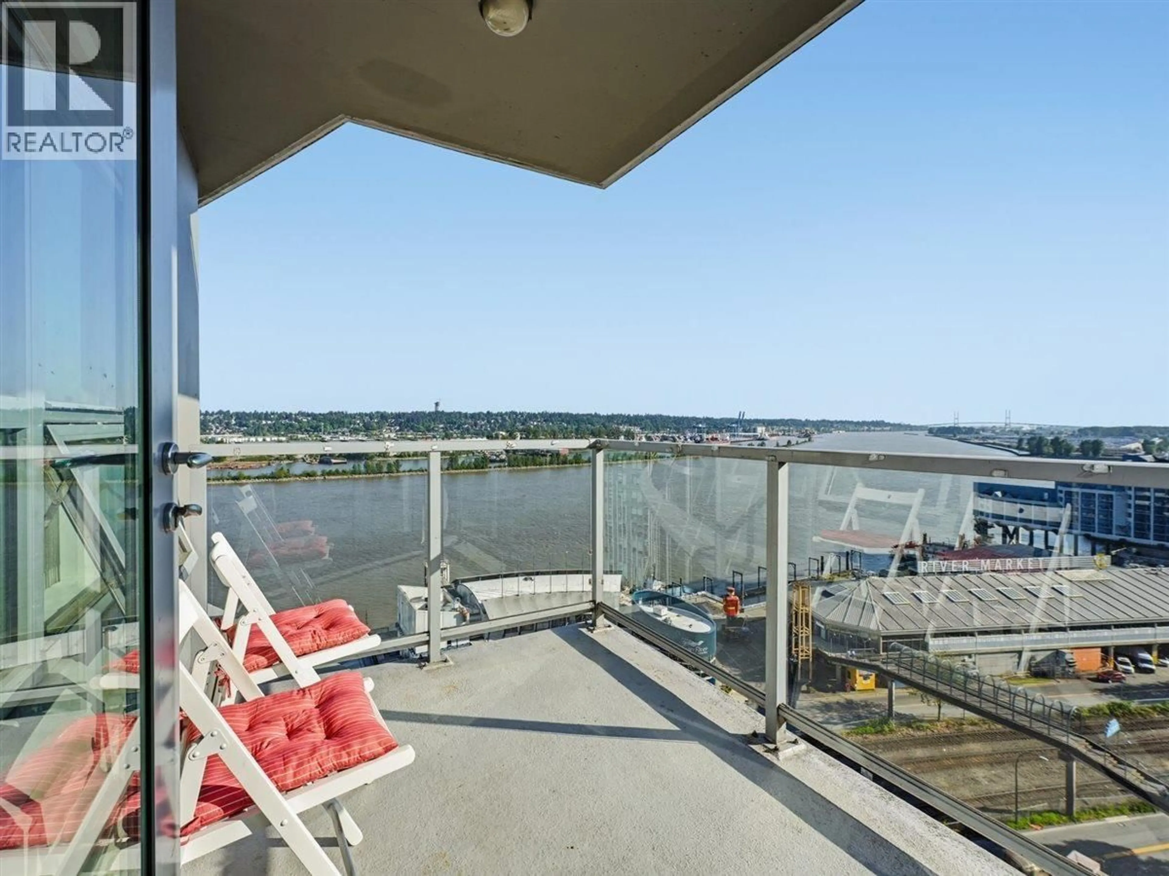 Balcony in the apartment, water/lake/river/ocean view for 1710 - 14 BEGBIE STREET, New Westminster British Columbia V3M0C4