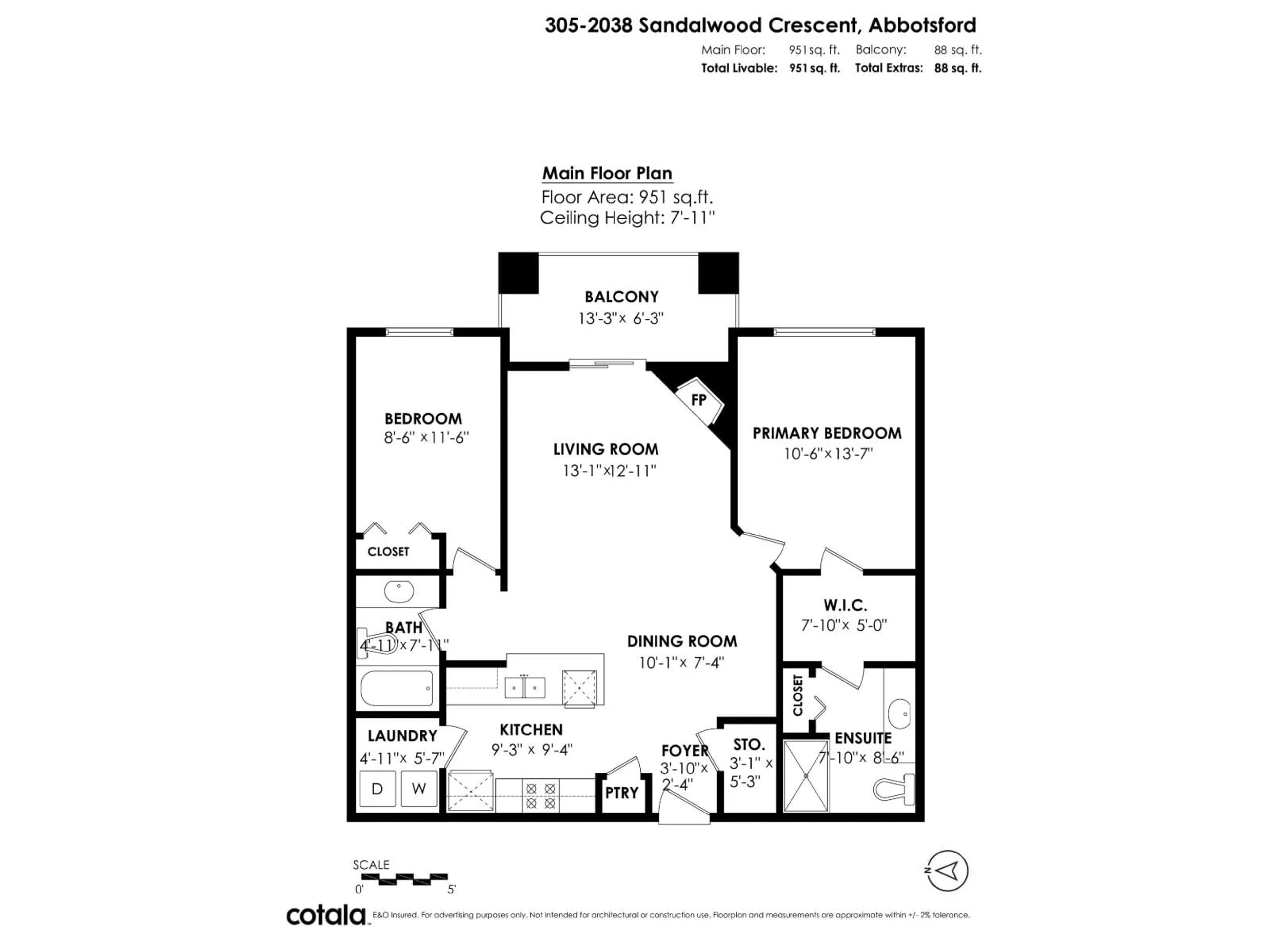 Floor plan for 305 - 2038 SANDALWOOD CRESCENT, Abbotsford British Columbia V2S3H6