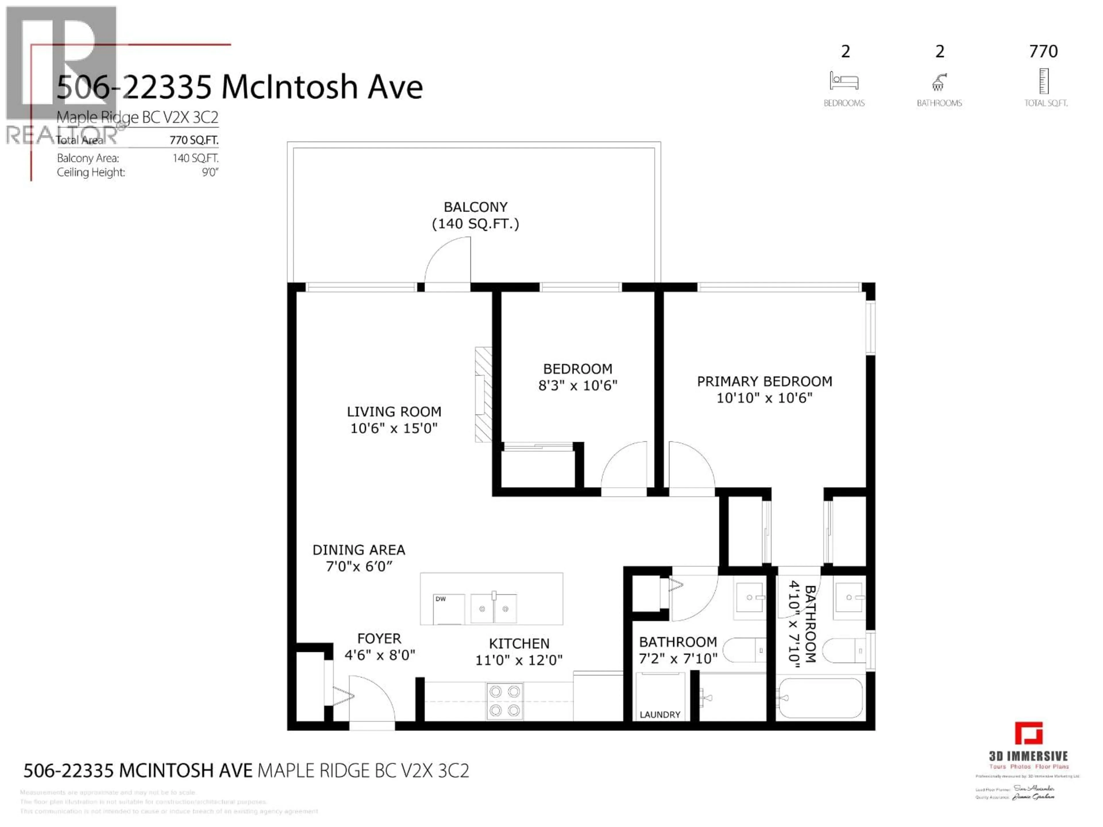 Floor plan for 506 - 22335 MCINTOSH AVENUE, Maple Ridge British Columbia V2X3C2