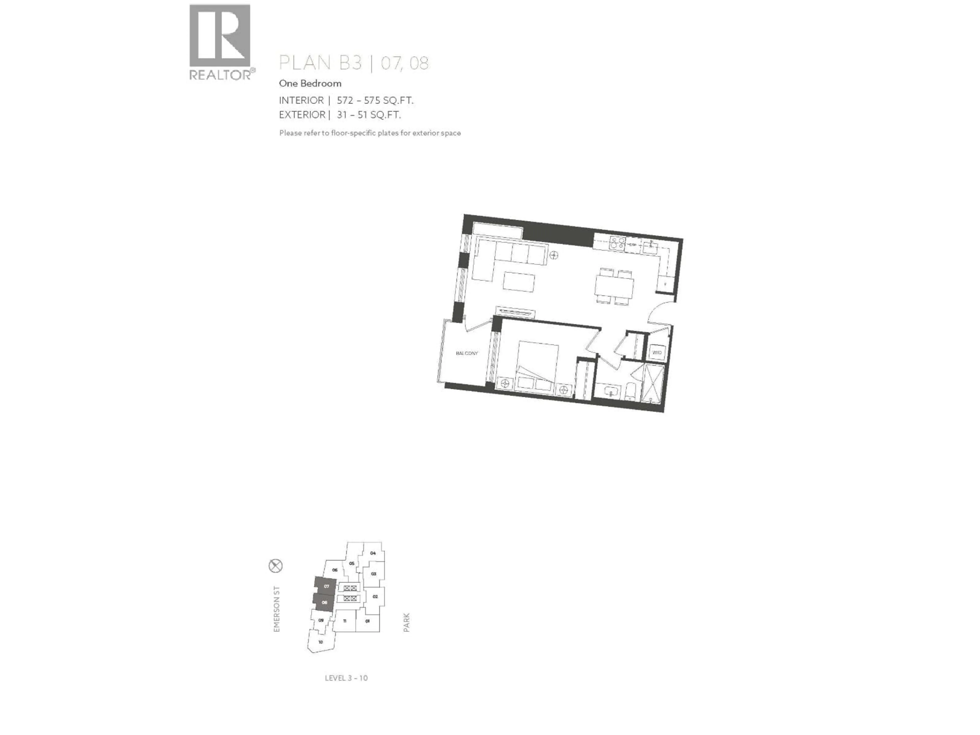 Floor plan for 1008 - 567 EMERSON STREET, Coquitlam British Columbia V3J0M8