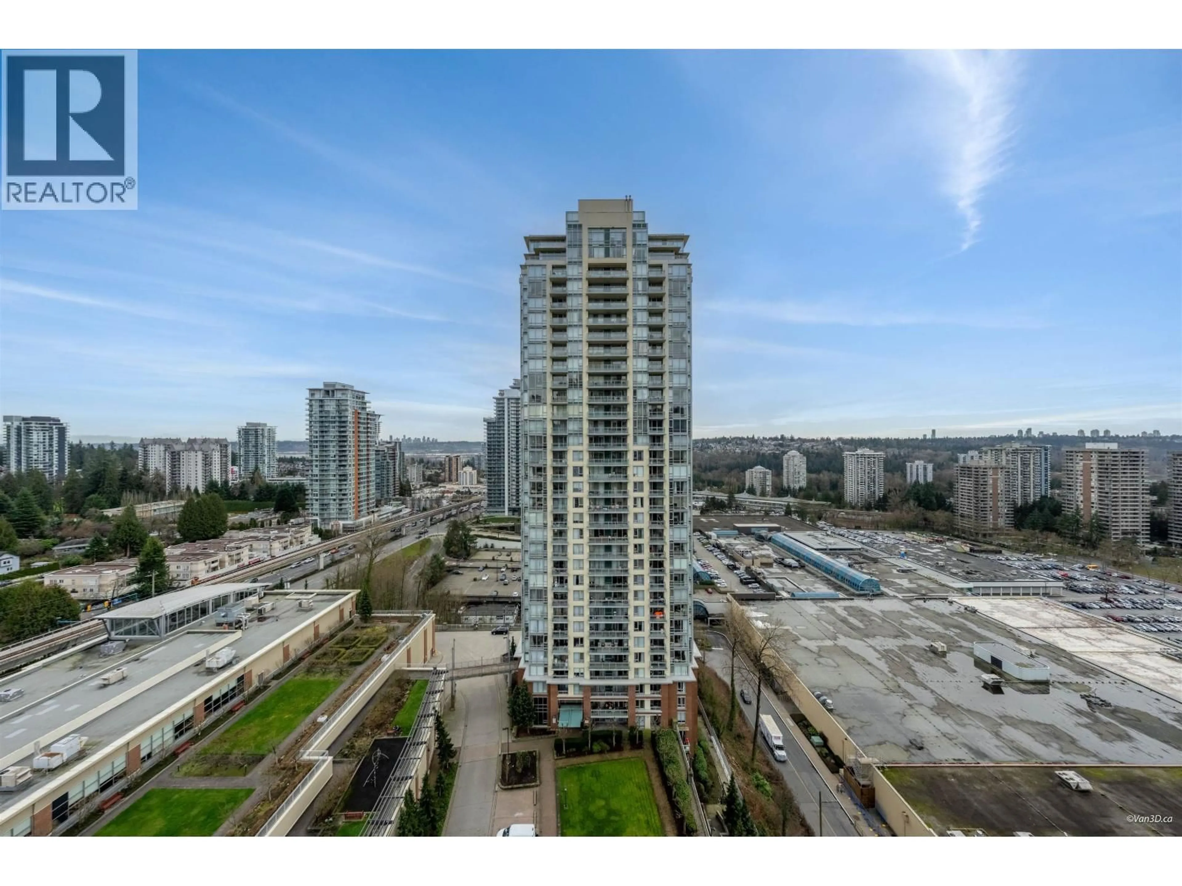 A pic from outside/outdoor area/front of a property/back of a property/a pic from drone, city buildings view from balcony for 2201 - 9868 CAMERON STREET, Burnaby British Columbia V3J0A5