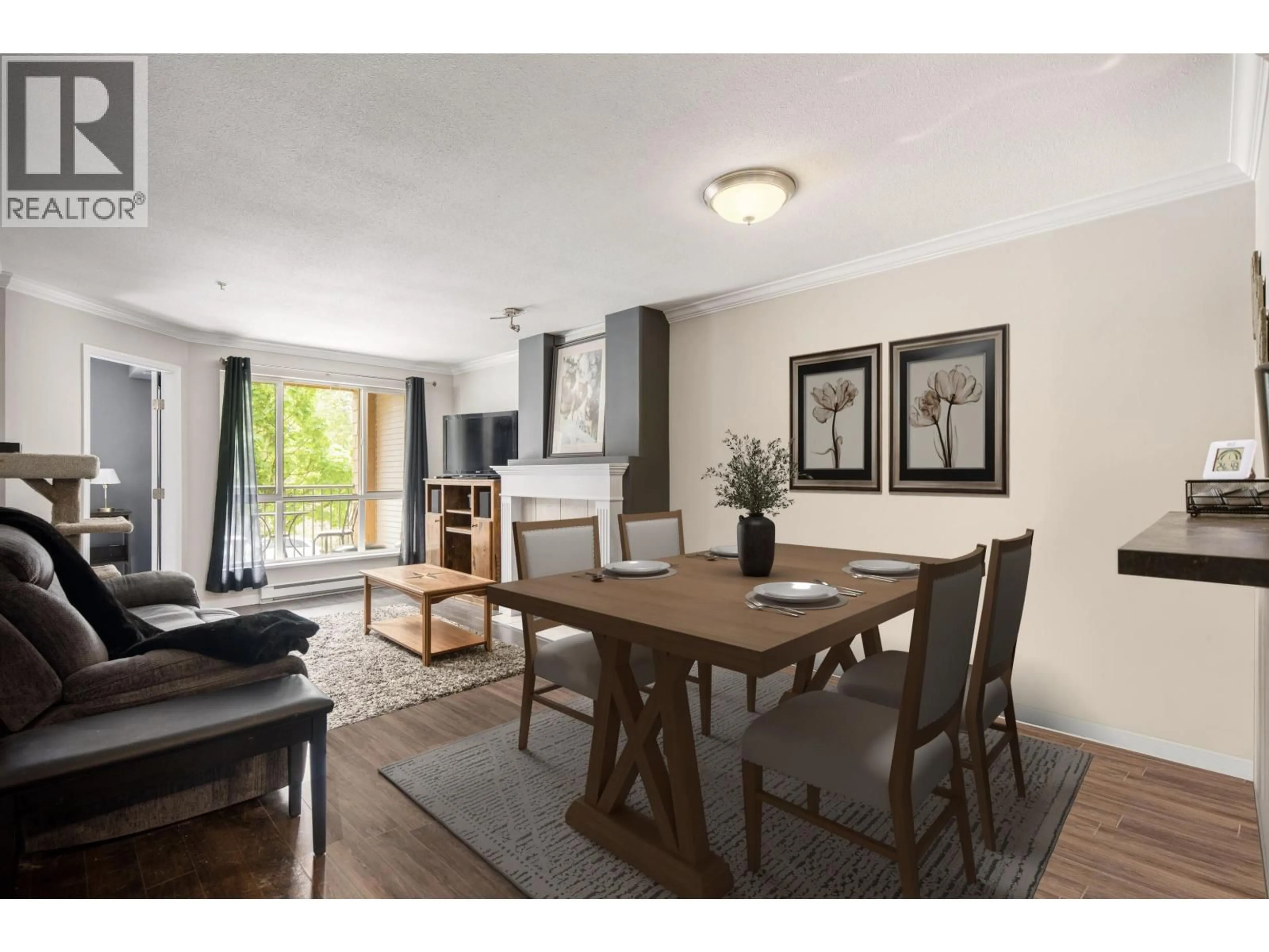 Dining room, wood/laminate floor for 202 - 12207 224 STREET, Maple Ridge British Columbia V2X6B9