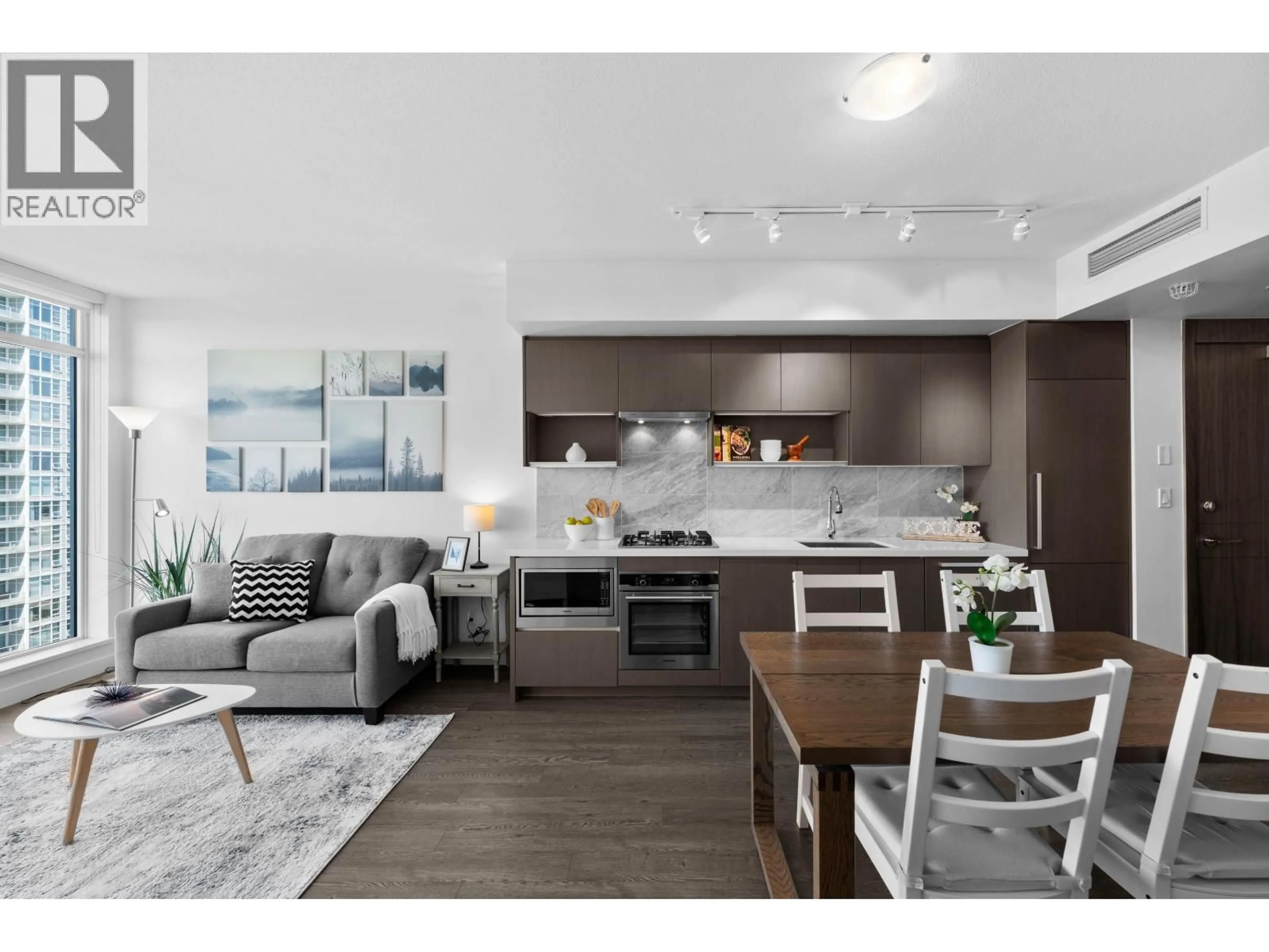 Open concept kitchen, wood/laminate floor for 1705 - 6538 NELSON AVENUE, Burnaby British Columbia V5H0G5