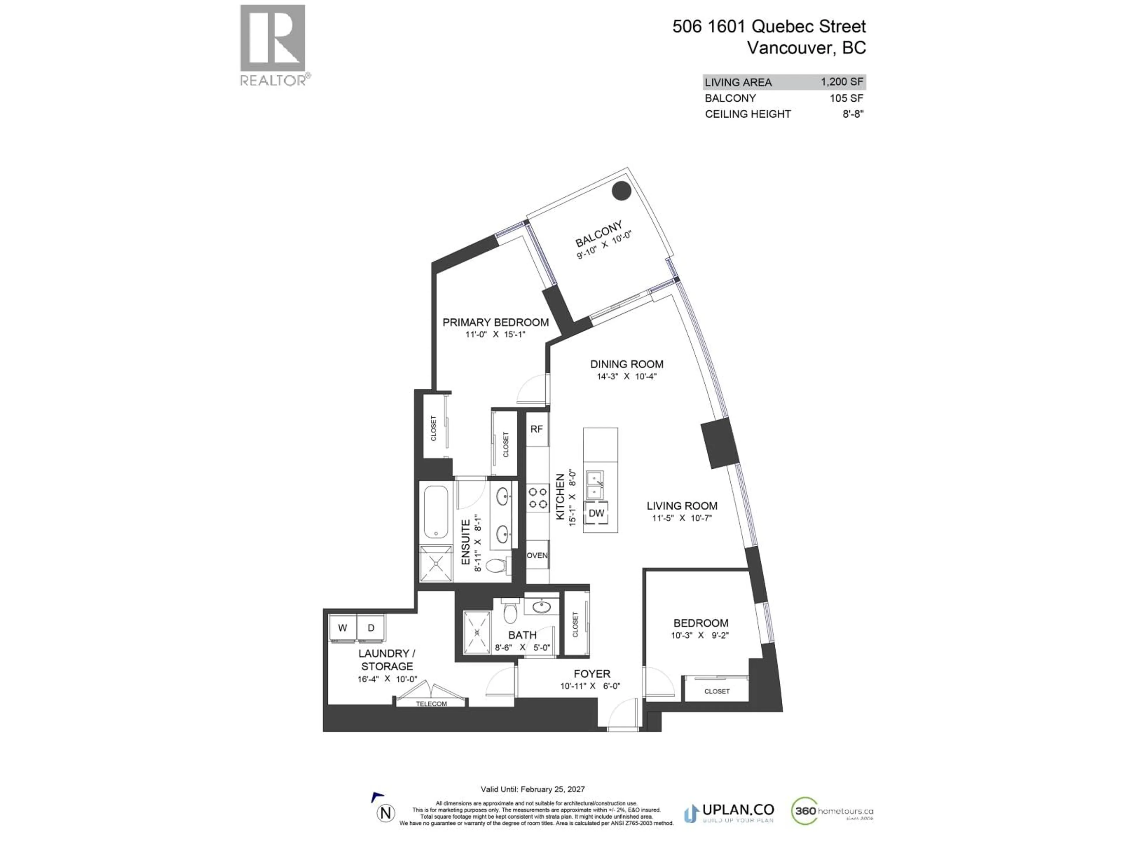 Floor plan for 506 - 1601 QUEBEC STREET, Vancouver British Columbia V6A0J9