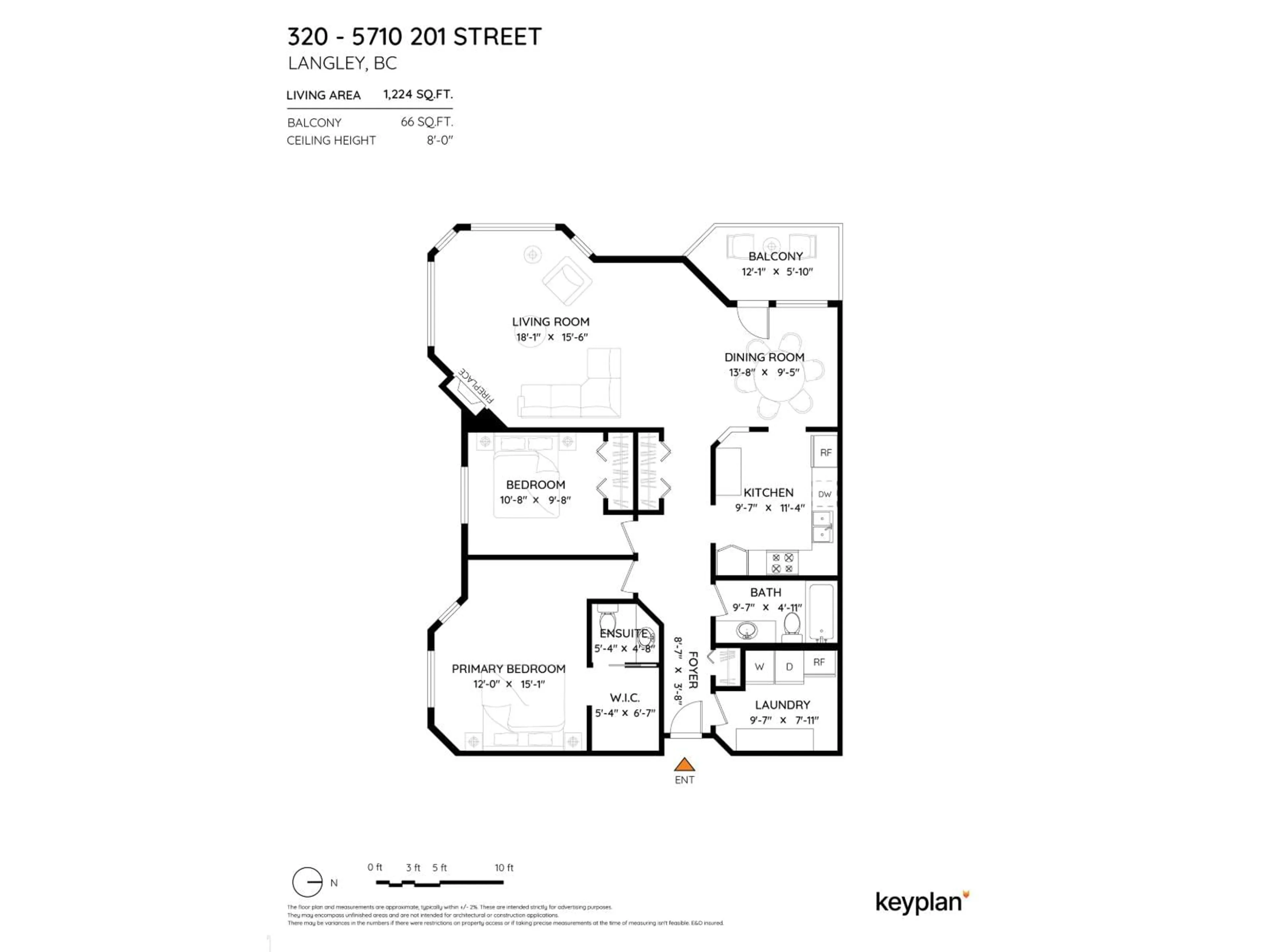 Floor plan for 320 - 5710 201 STREET, Langley British Columbia V3A8A8