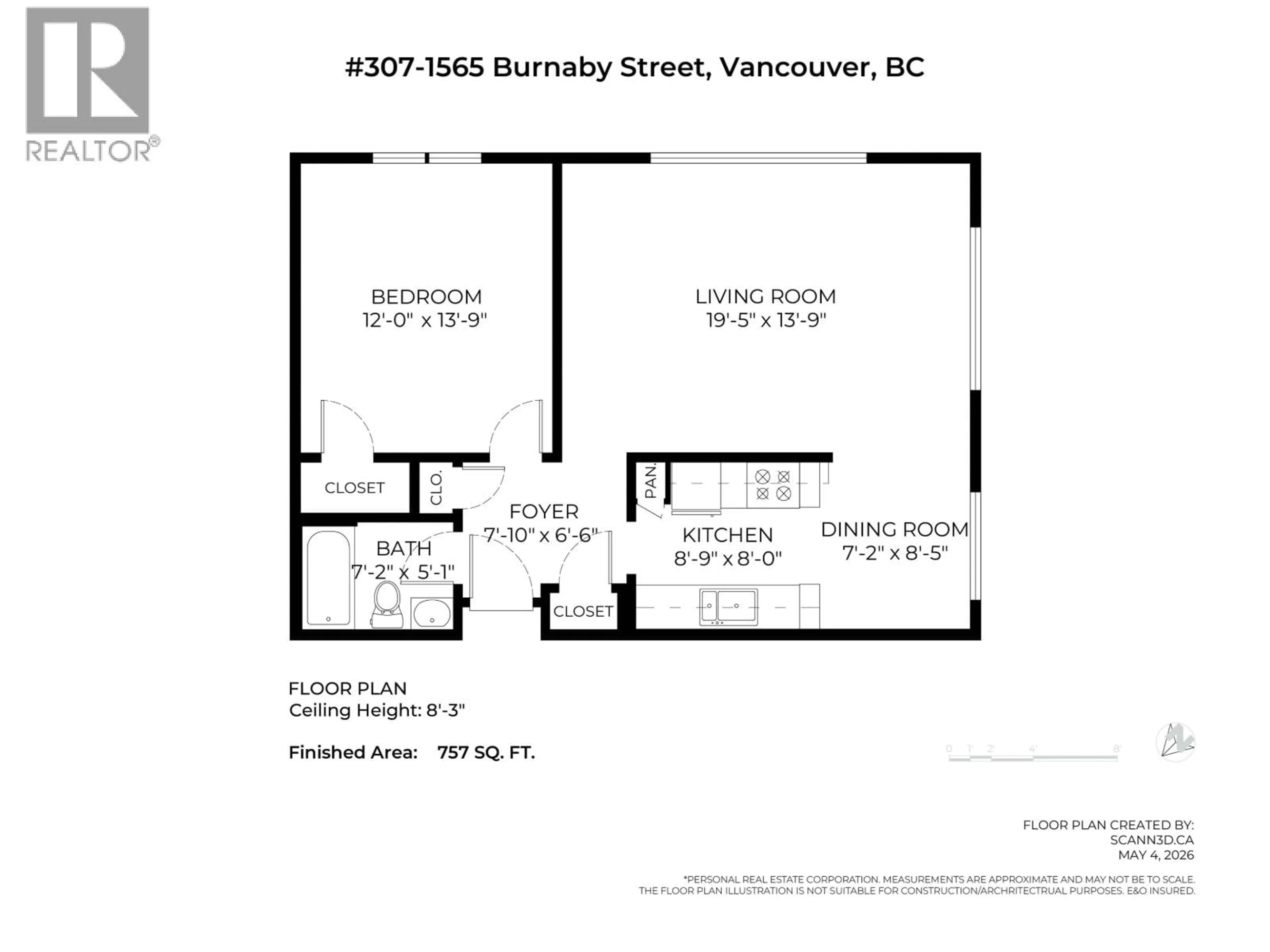 Floor plan for 307 - 1565 BURNABY STREET, Vancouver British Columbia V6G1X1