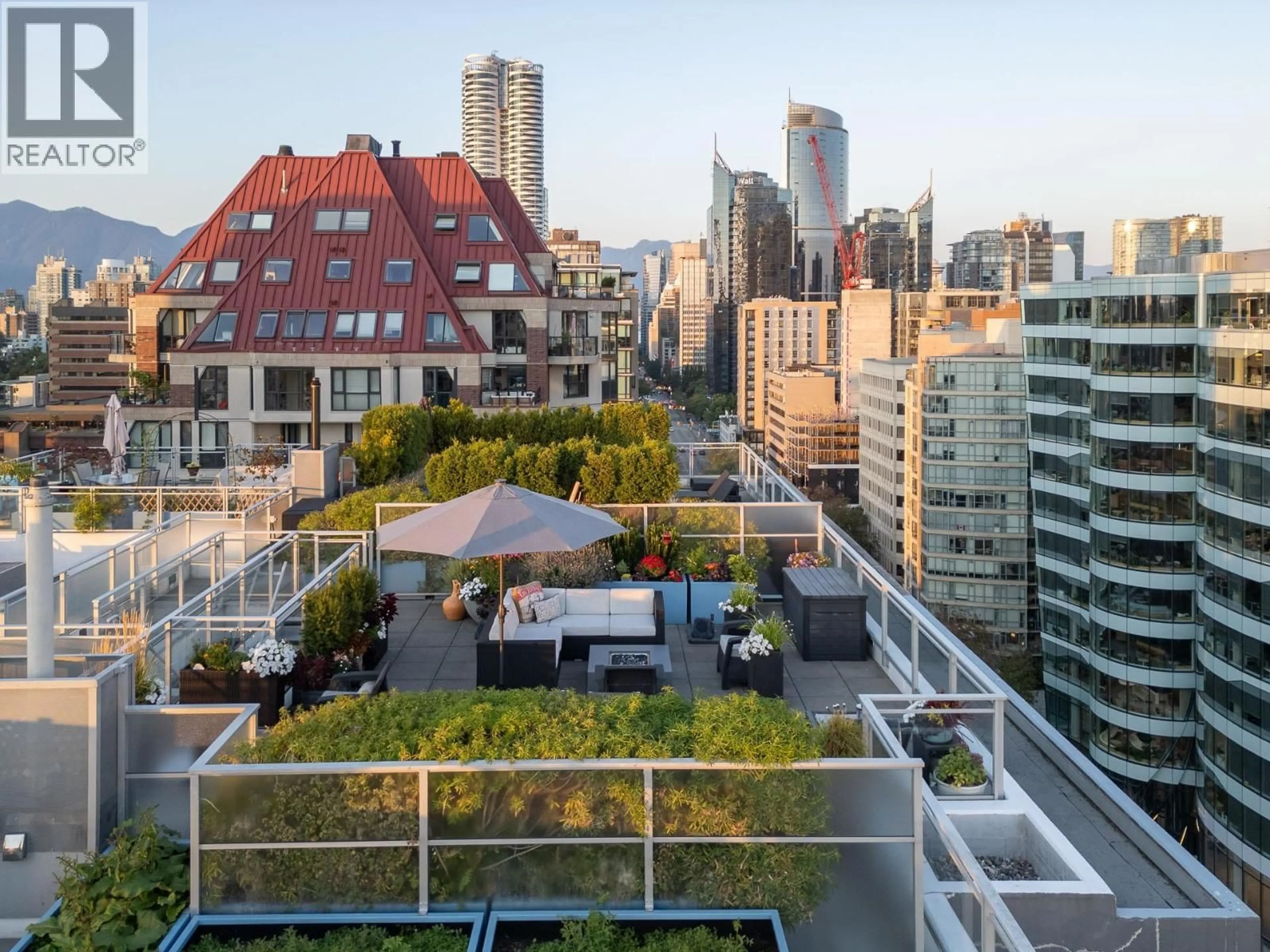 Patio, city buildings view from balcony for 1803 - 1009 HARWOOD STREET, Vancouver British Columbia V6E0C2