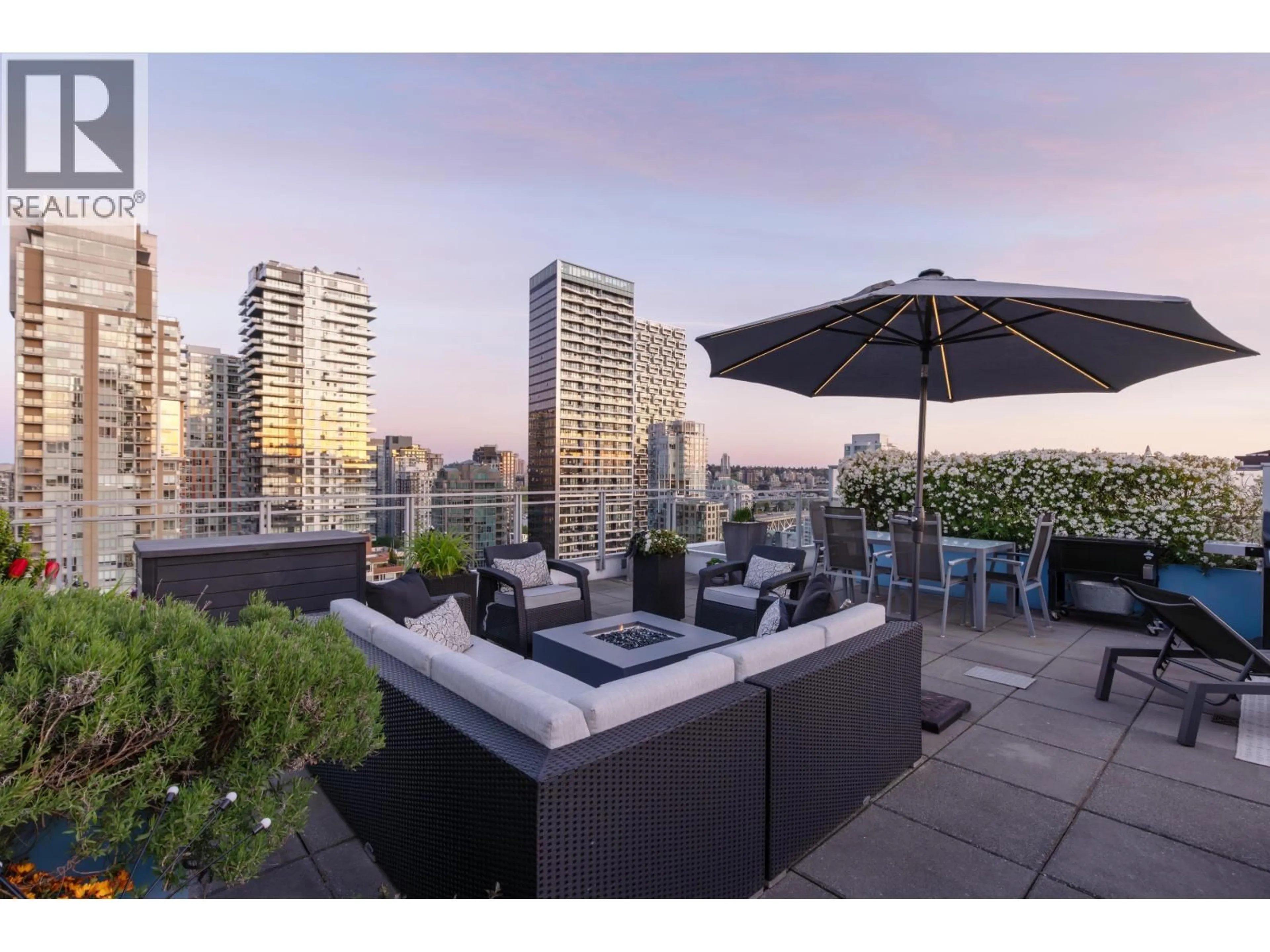 Patio, city buildings view from balcony for 1803 - 1009 HARWOOD STREET, Vancouver British Columbia V6E0C2