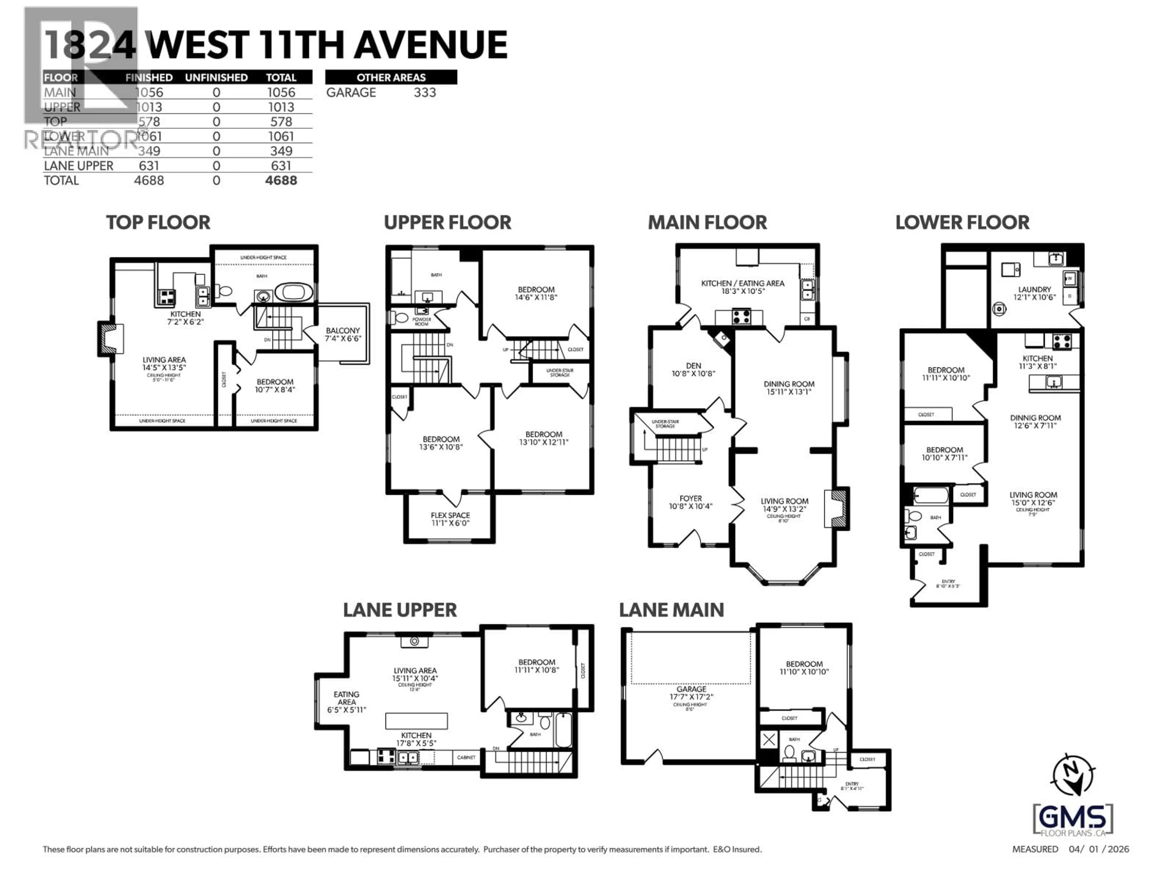 Floor plan for 1820 11TH AVENUE, Vancouver British Columbia V6J2C5