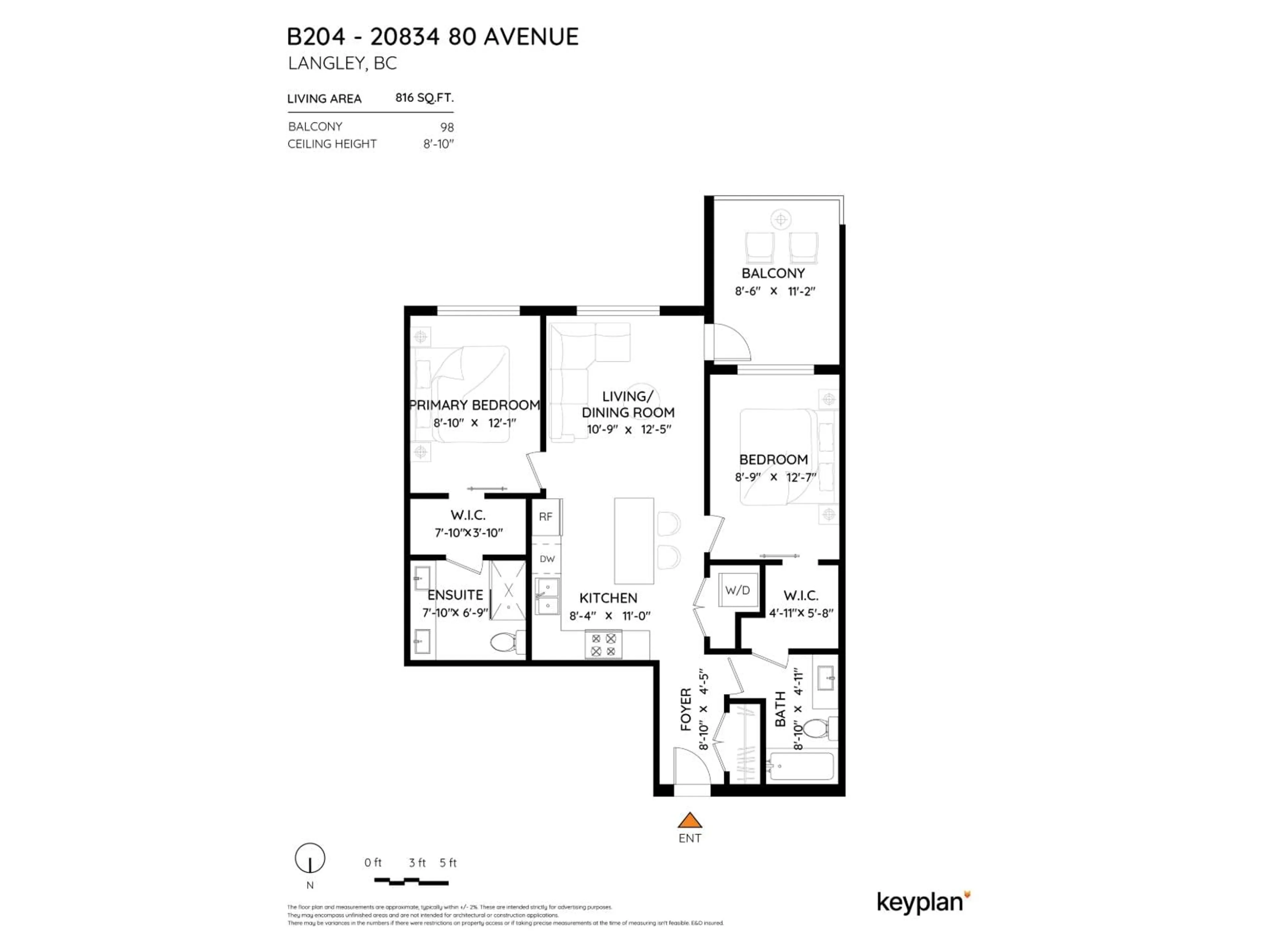 Floor plan for #B204 - 20834 80TH AVENUE, Langley British Columbia V2Y3M5