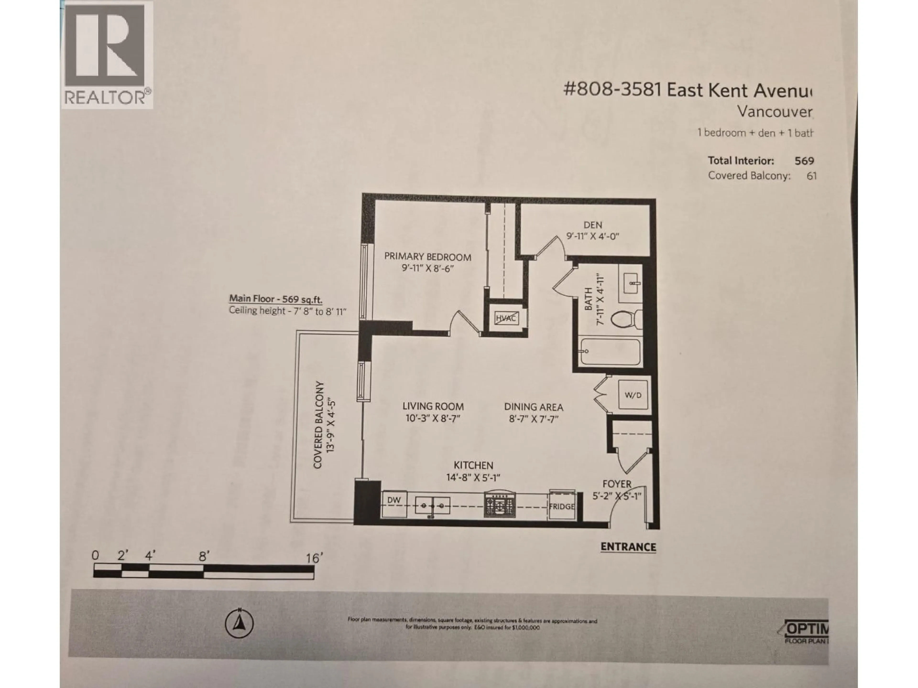 Floor plan for 808 - 3581 KENT AVENUE, Vancouver British Columbia V5S0H6