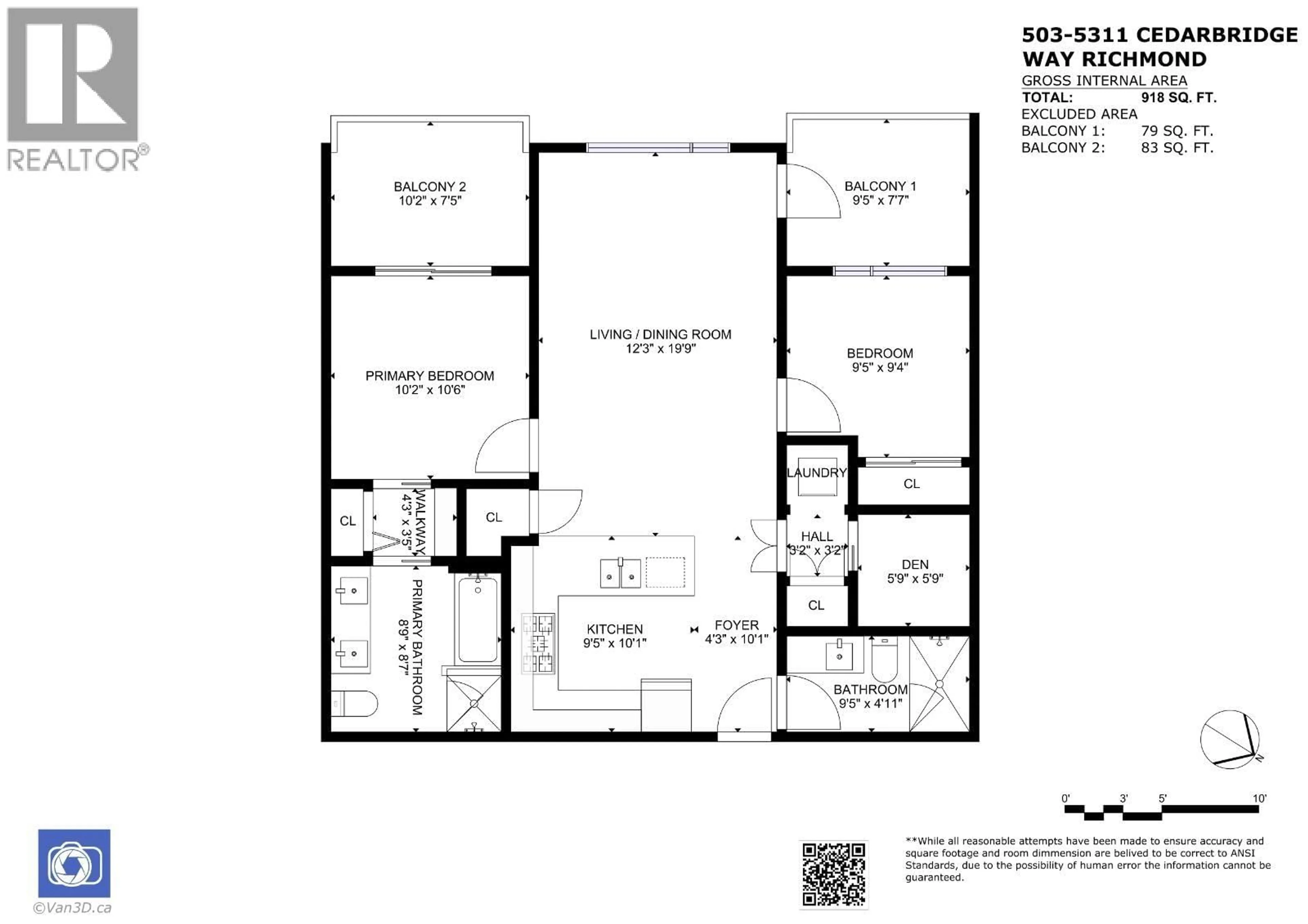 Floor plan for 503 - 5311 CEDARBRIDGE WAY, Richmond British Columbia V6X0M3