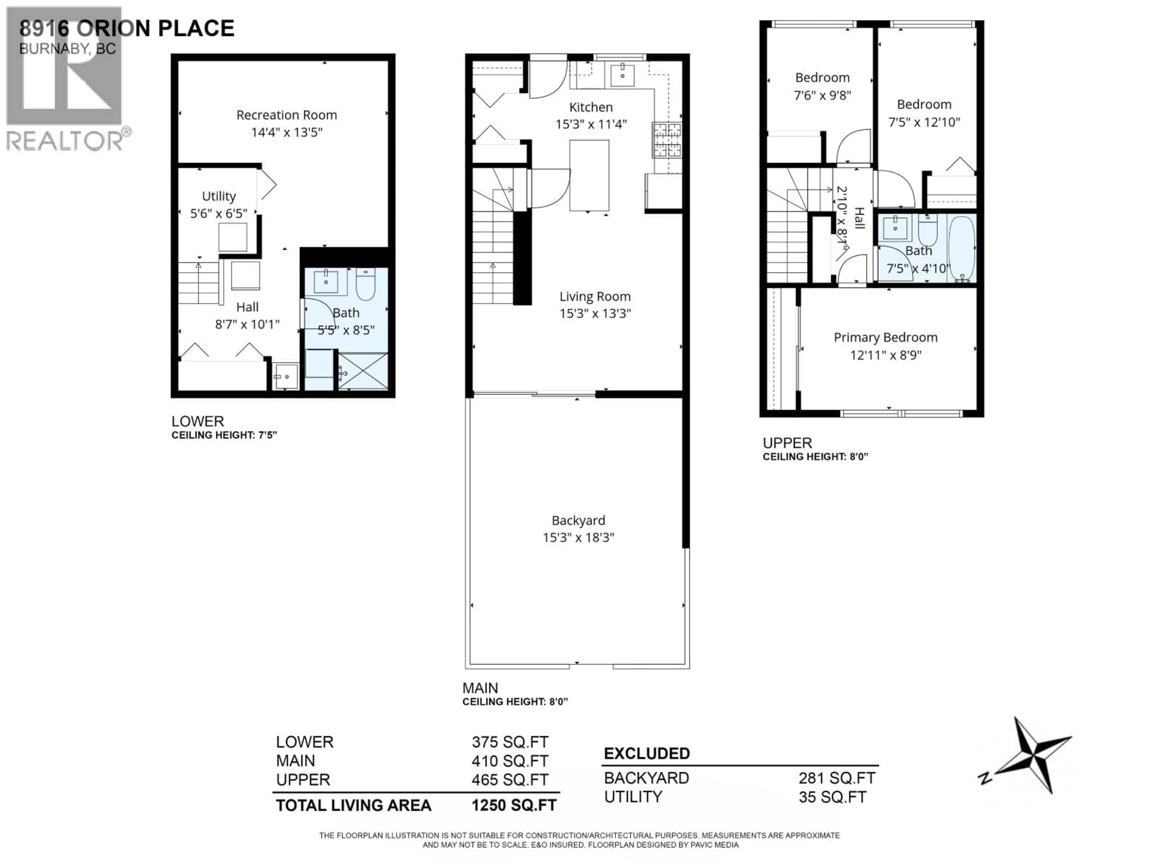 Floor plan for 8916 ORION PLACE, Burnaby British Columbia V3J1A2