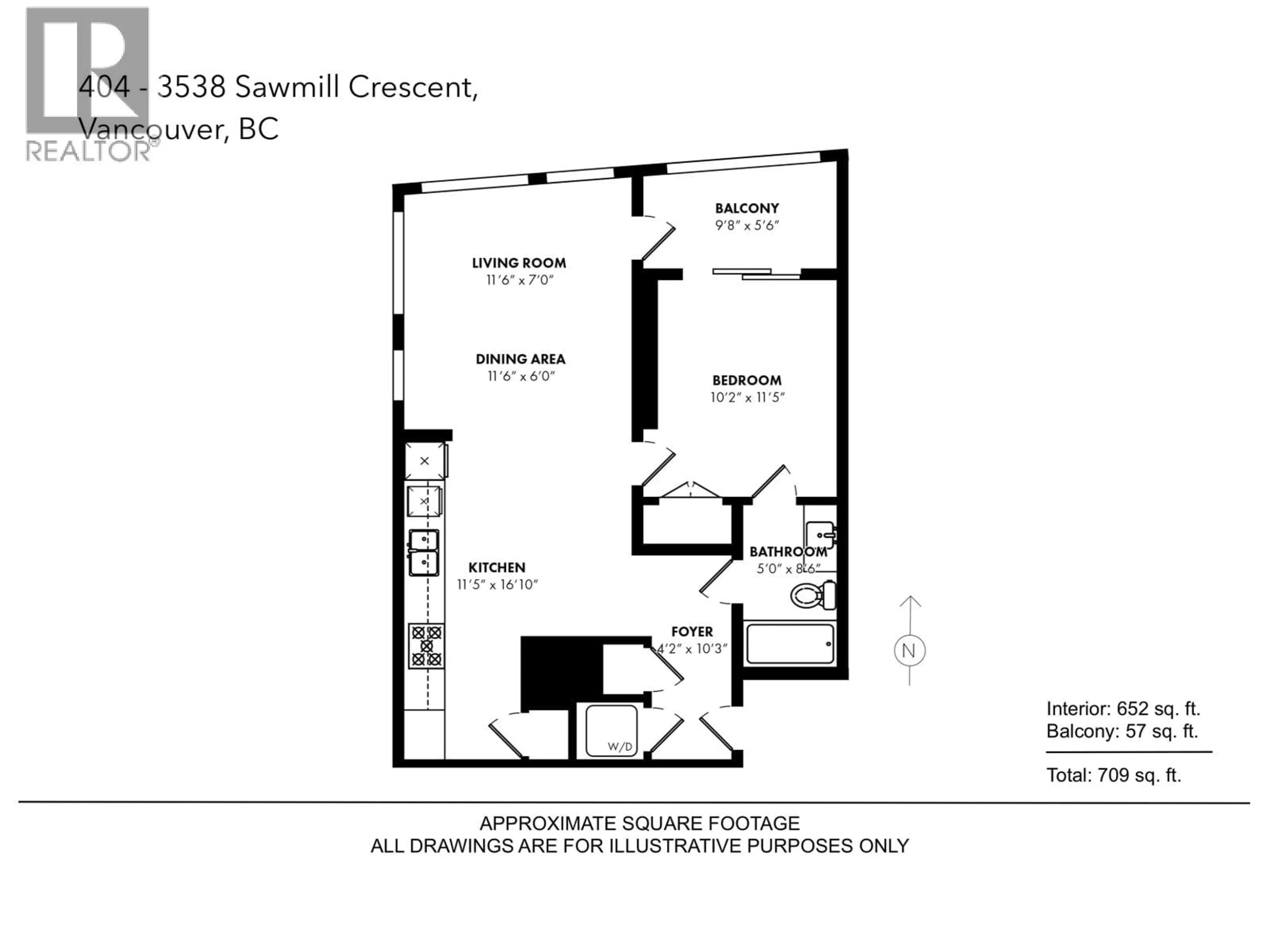 Floor plan for 404 - 3538 SAWMILL CRESCENT, Vancouver British Columbia V5S0J8