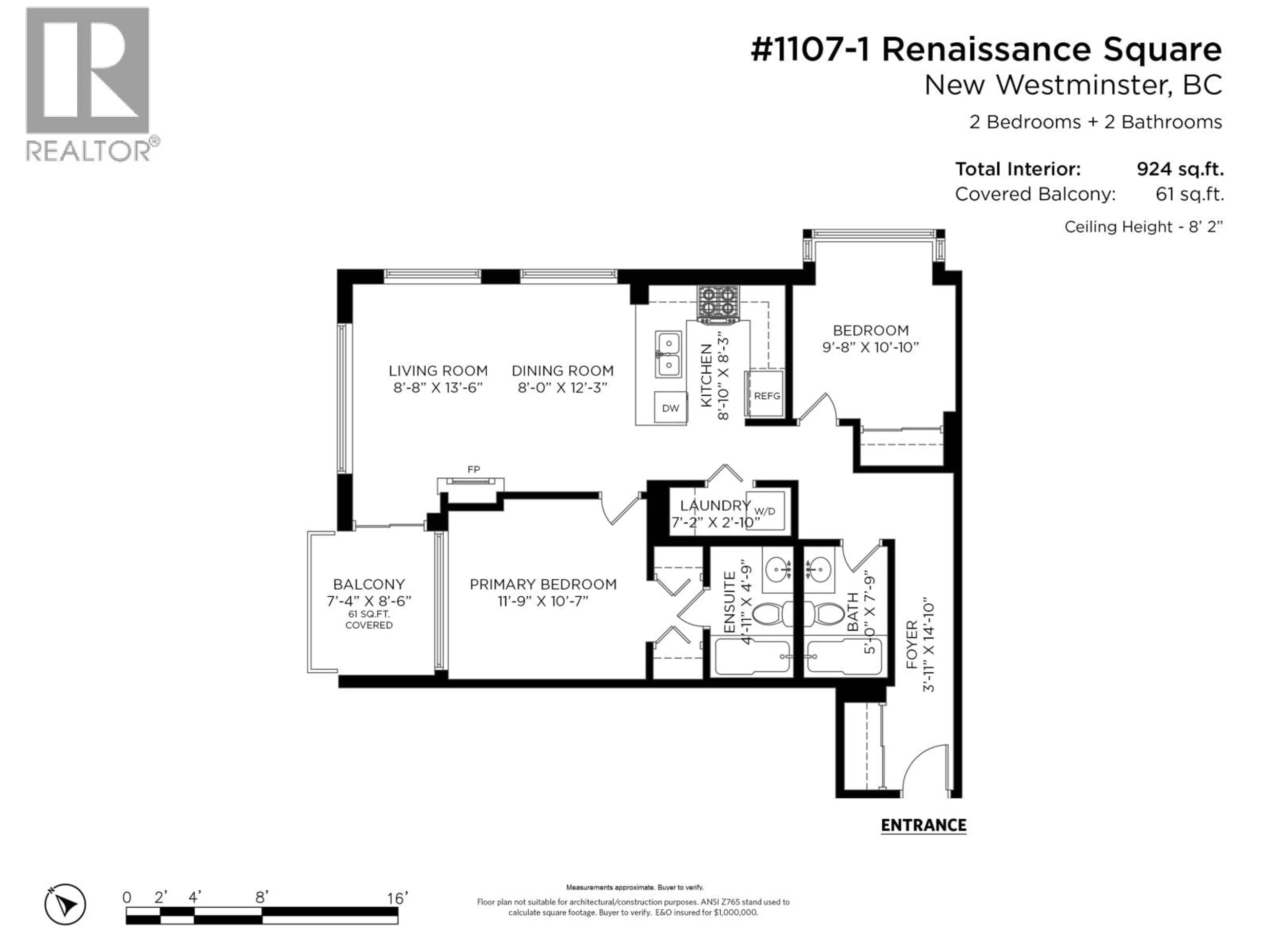 Floor plan for 1107 - 1 RENAISSANCE SQUARE, New Westminster British Columbia V3M0B6