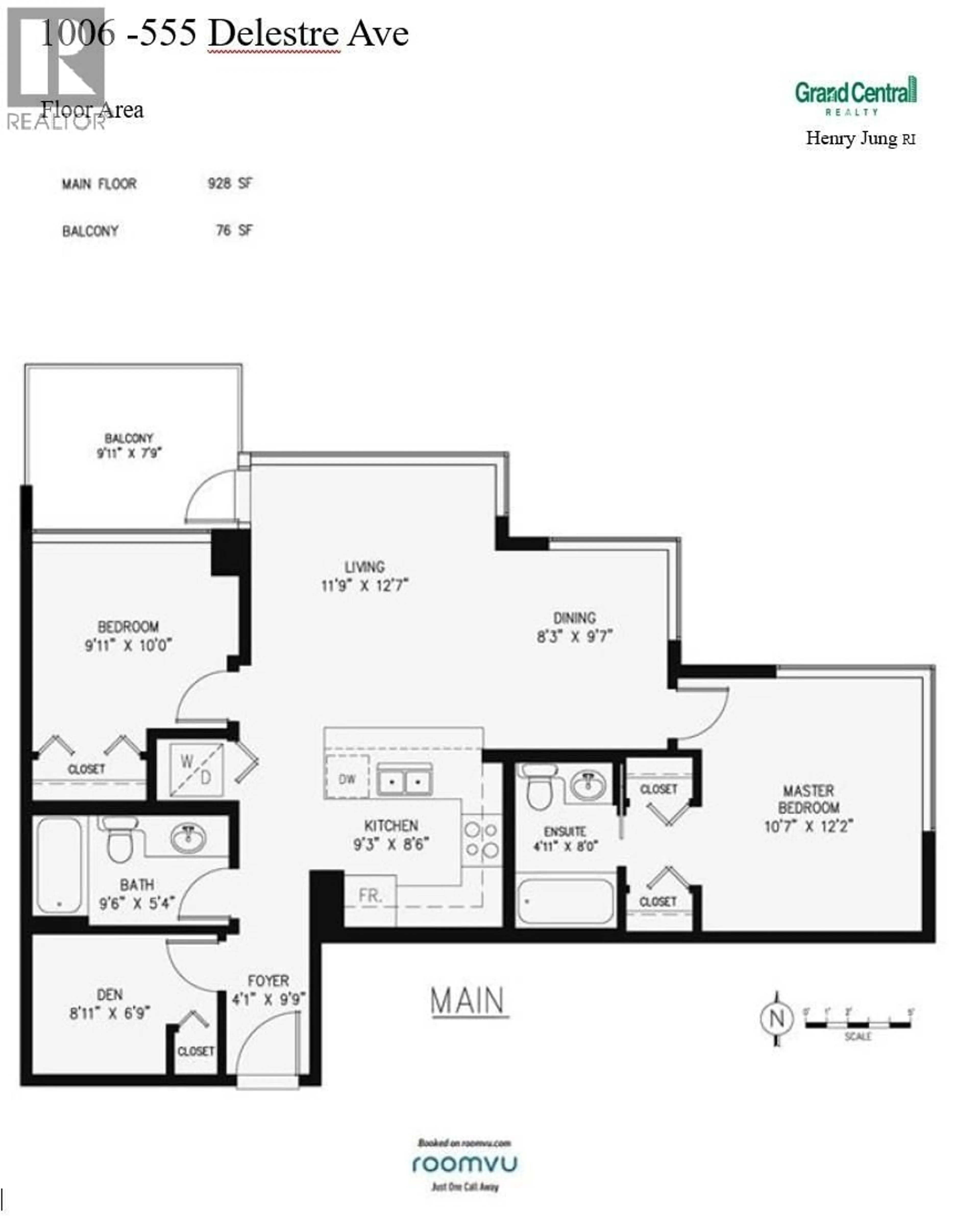 Floor plan for 1006 - 555 DELESTRE AVENUE, Coquitlam British Columbia V3K0A9