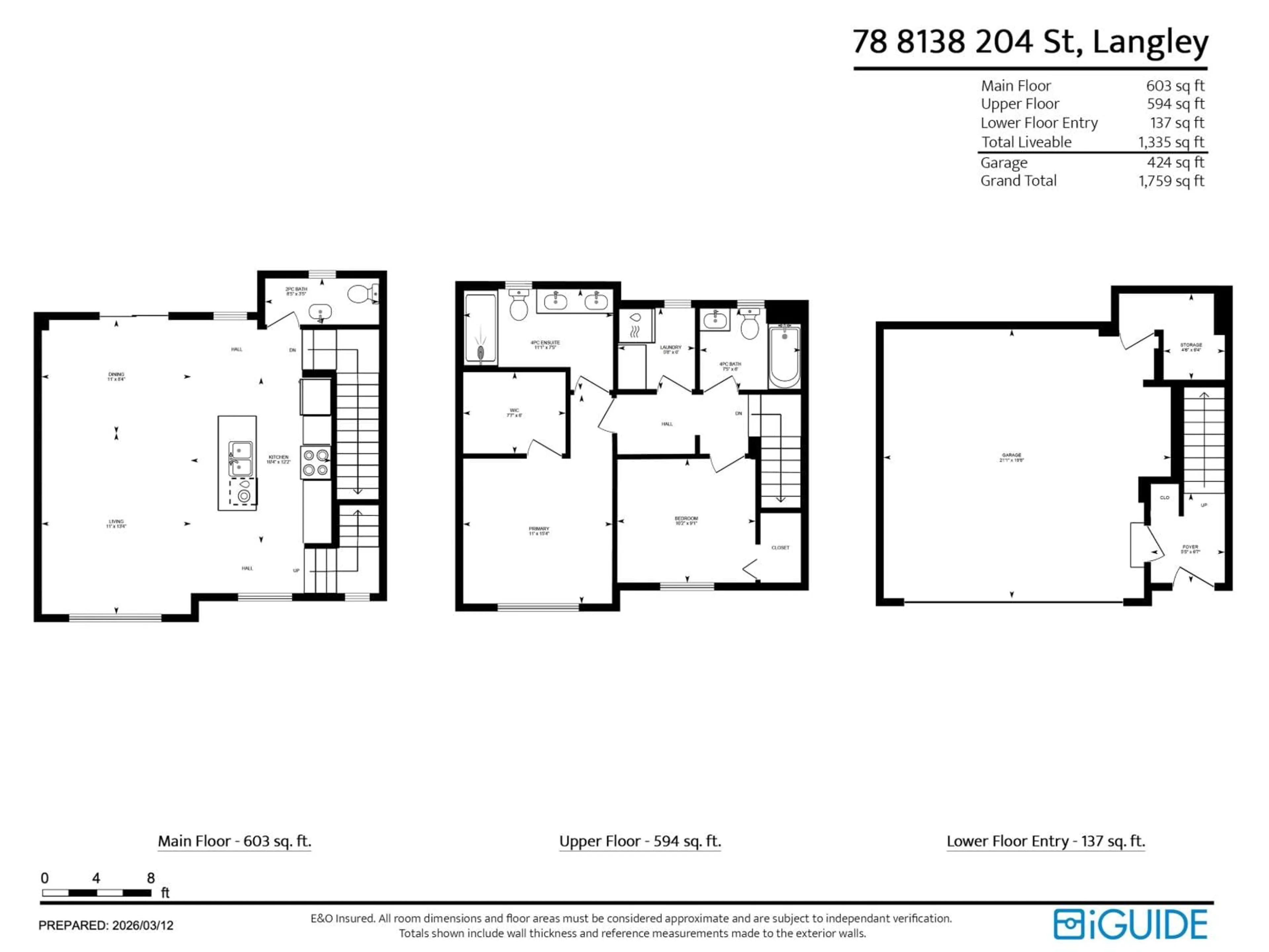 Floor plan for 78 - 8138 204 STREET, Langley British Columbia V2Y0T4