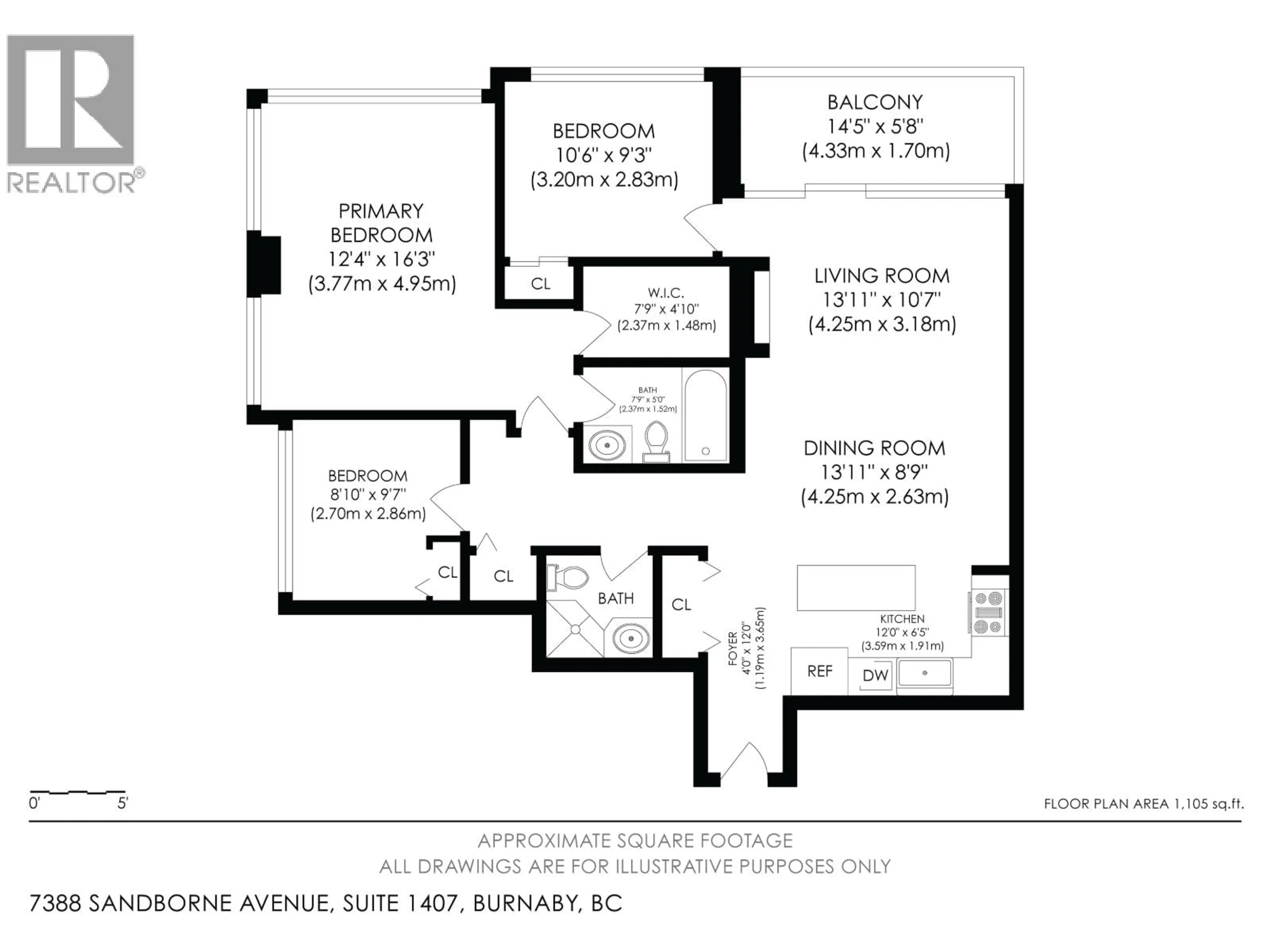 Floor plan for 1407 - 7388 SANDBORNE AVENUE, Burnaby British Columbia V3N5C4