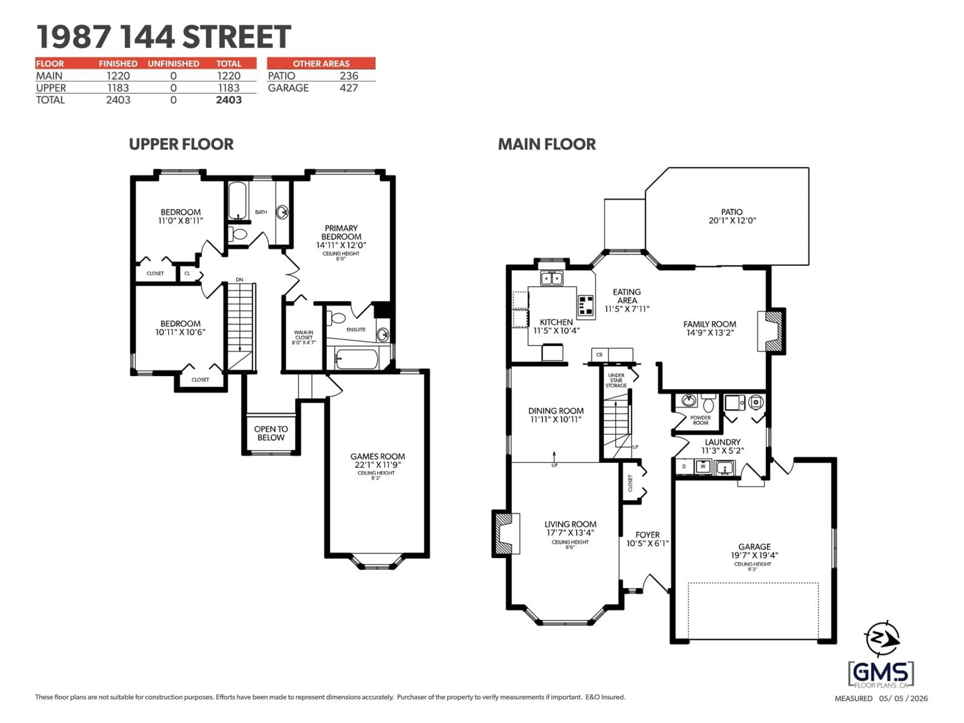 Floor plan for 1987 144 STREET, Surrey British Columbia V4A7M6