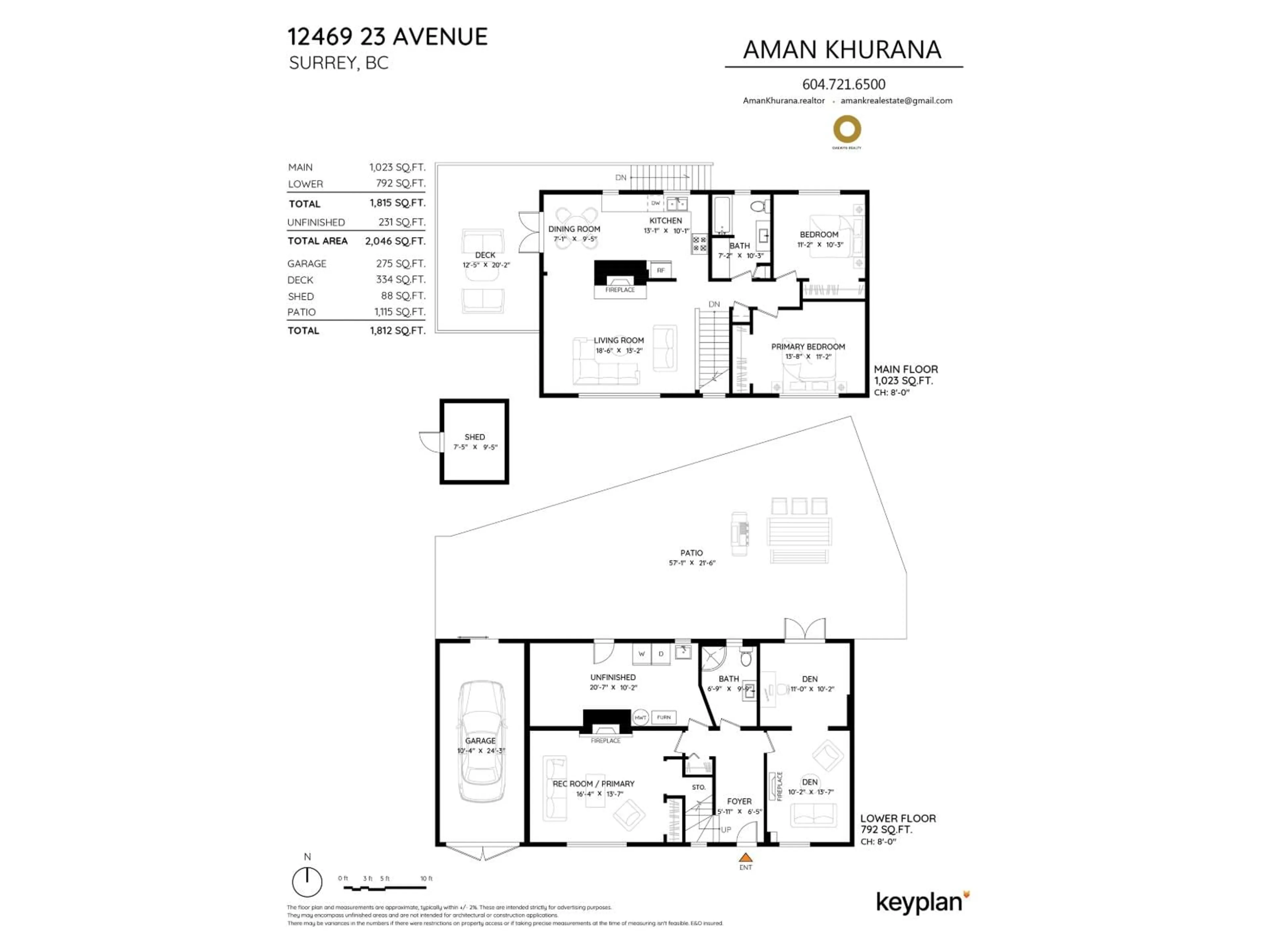 Floor plan for 12469 23 AVENUE, Surrey British Columbia V4A2C5
