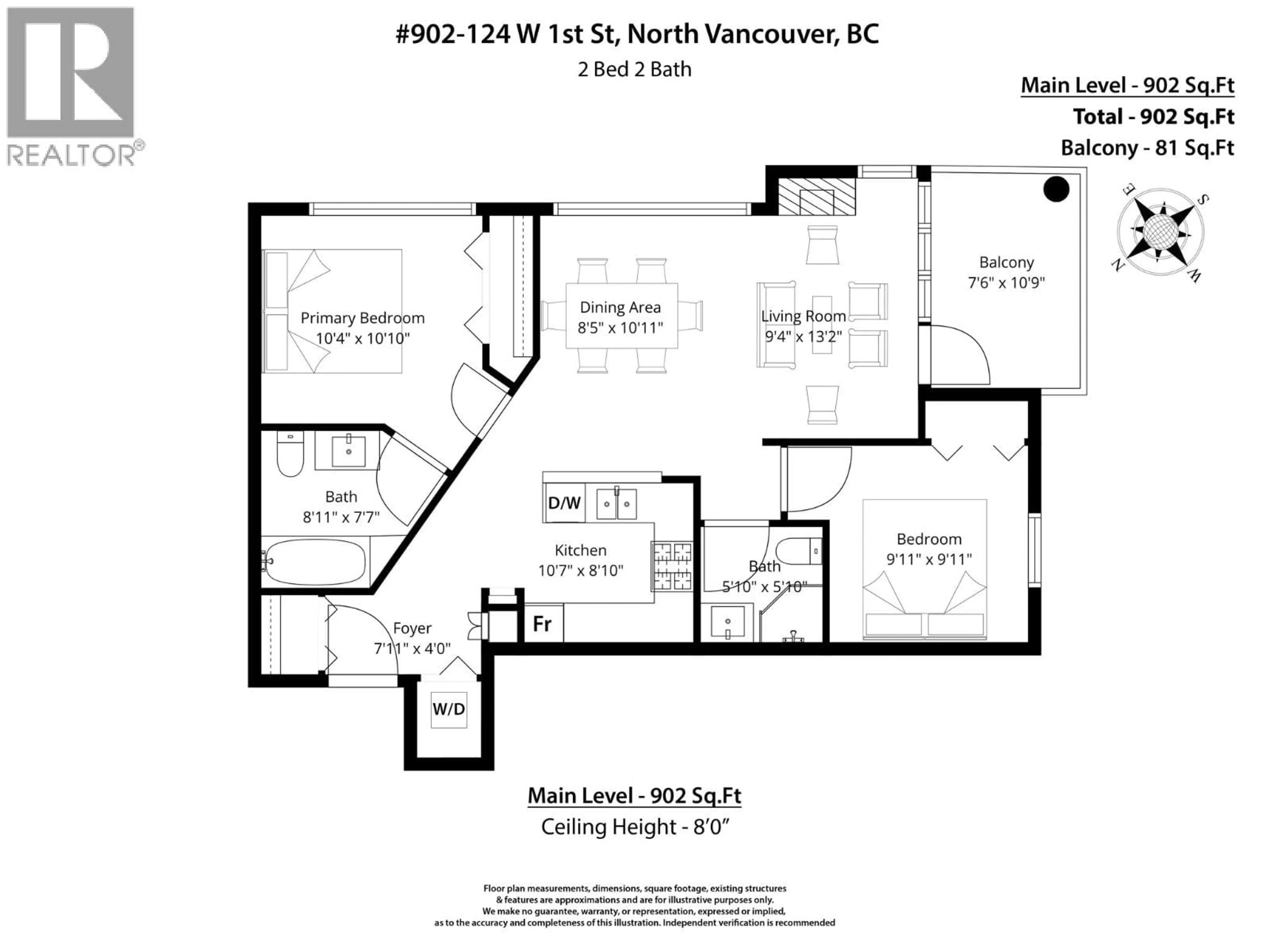 Floor plan for 902 - 124 1ST STREET, North Vancouver British Columbia V7M3N3