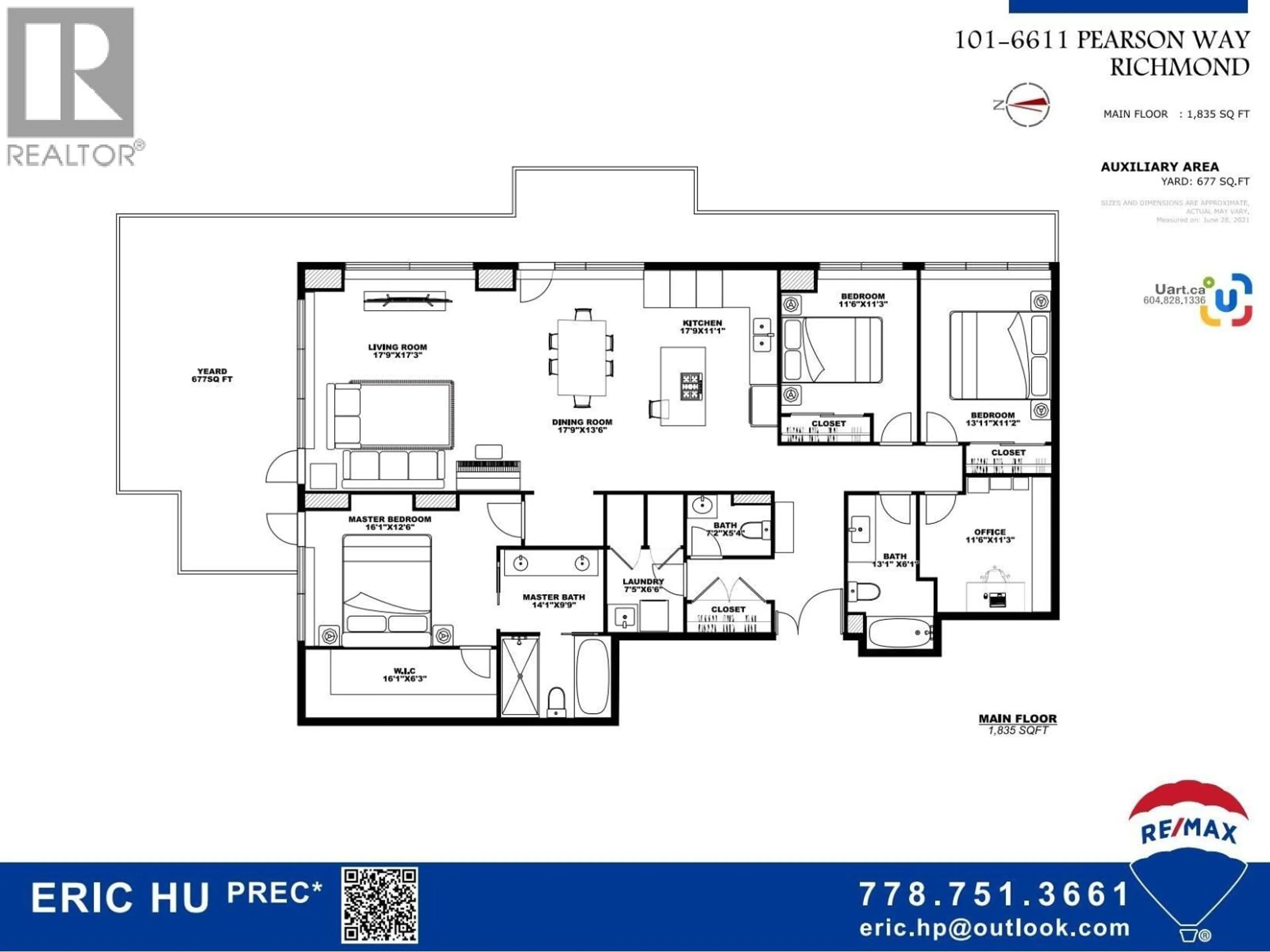 Floor plan for 101 - 6611 PEARSON WAY, Richmond British Columbia V7C0C3