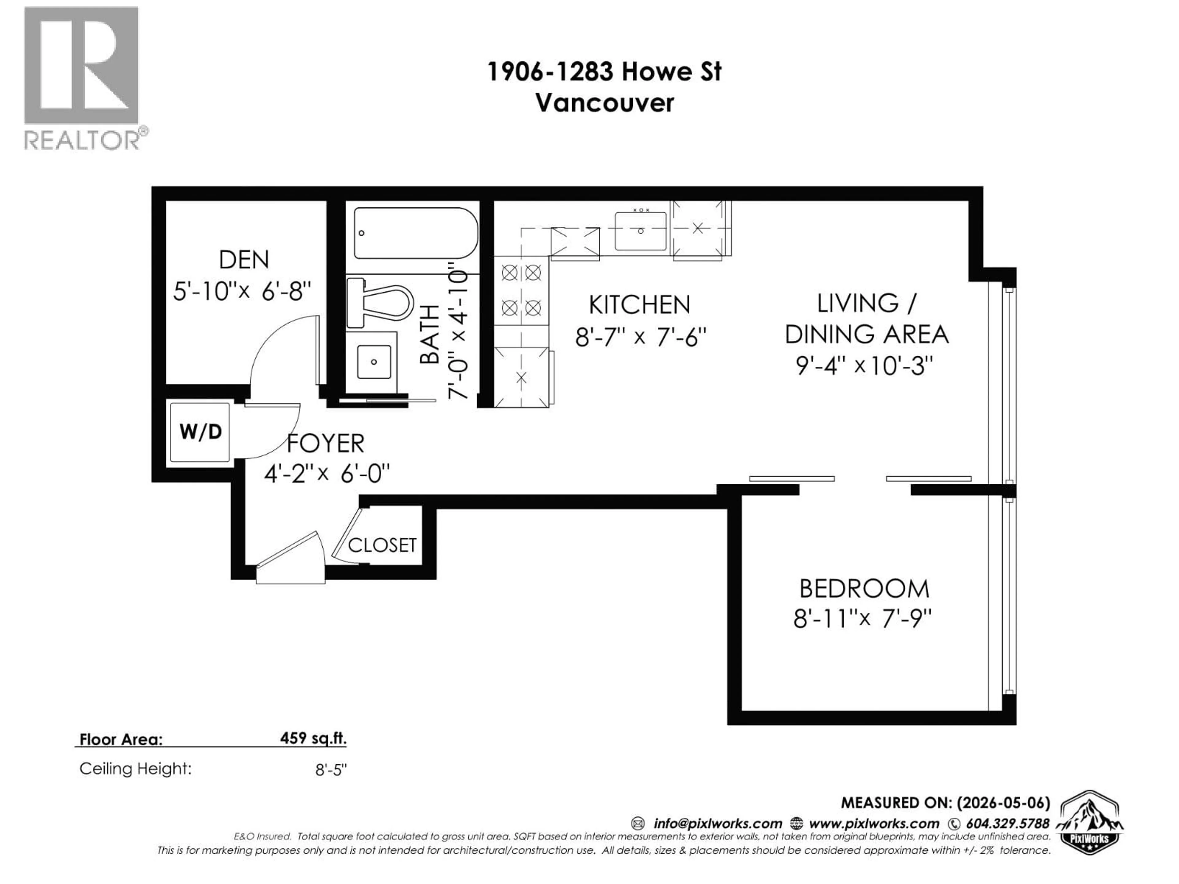 Floor plan for 1906 - 1283 HOWE STREET, Vancouver British Columbia V6Z0E3