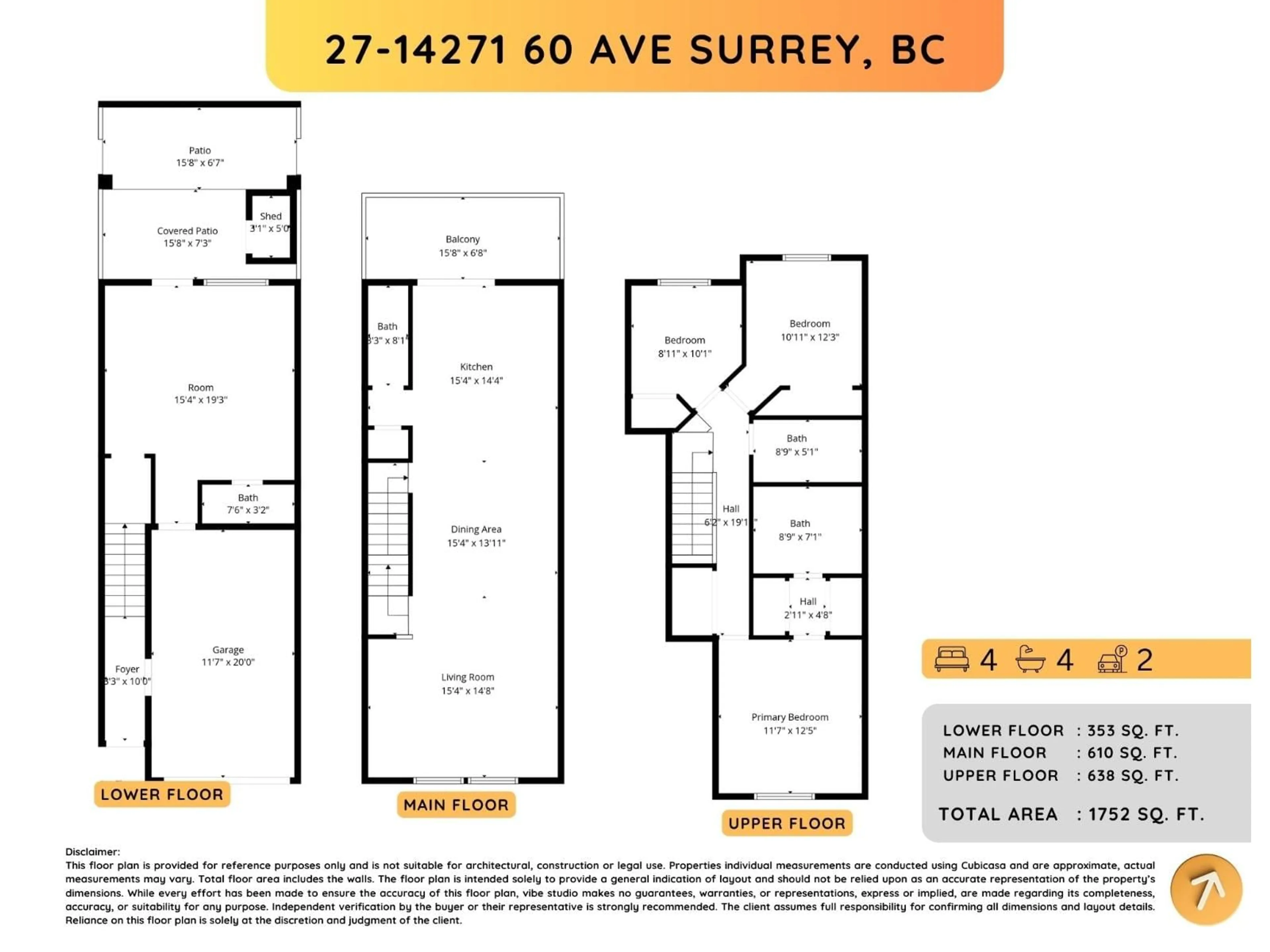 Floor plan for 27 - 14271 60 AVENUE, Surrey British Columbia V3X2N4