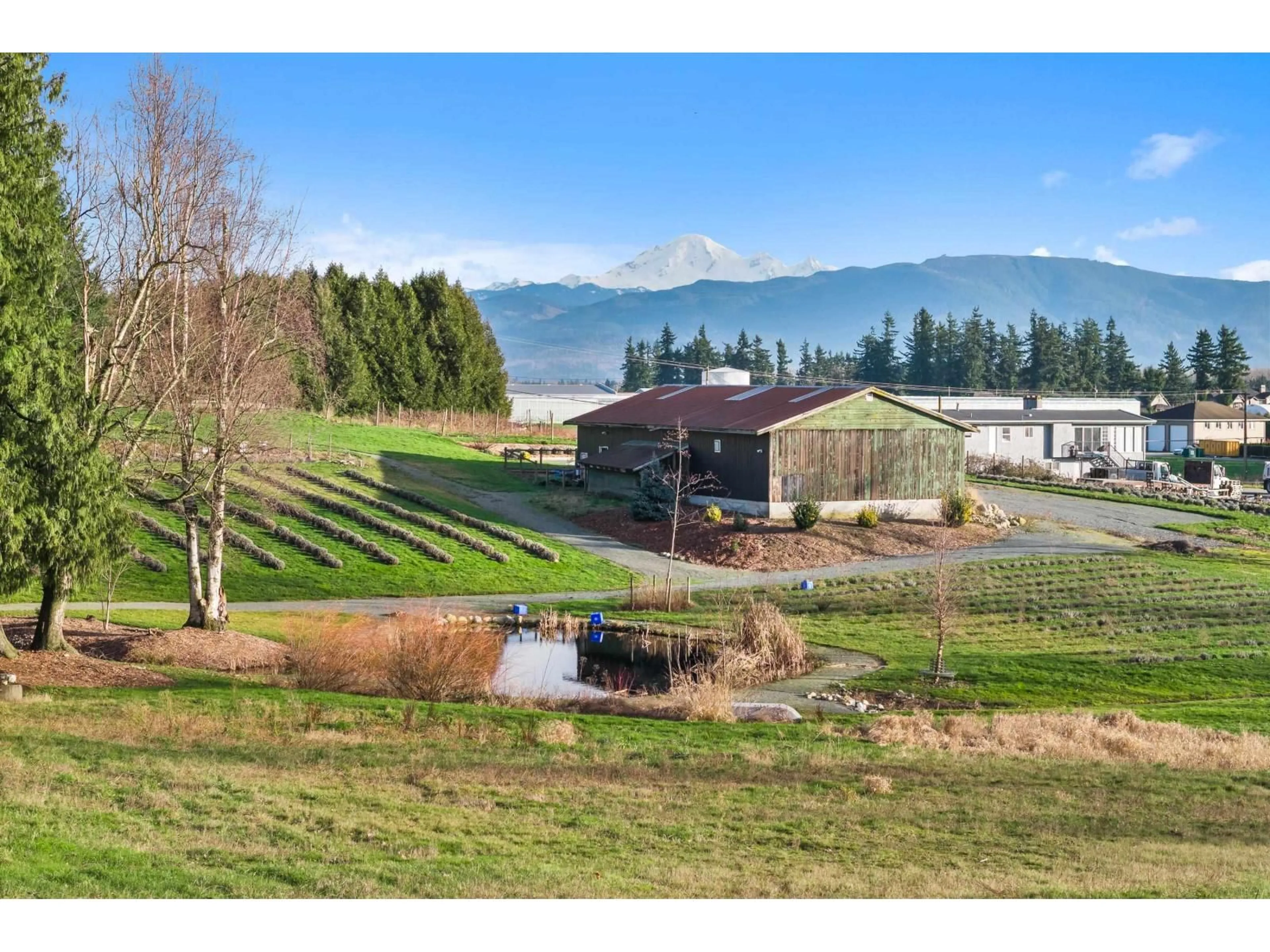 A pic from outside/outdoor area/front of a property/back of a property/a pic from drone, mountain view for 681 BRADNER ROAD, Abbotsford British Columbia V4X2J5
