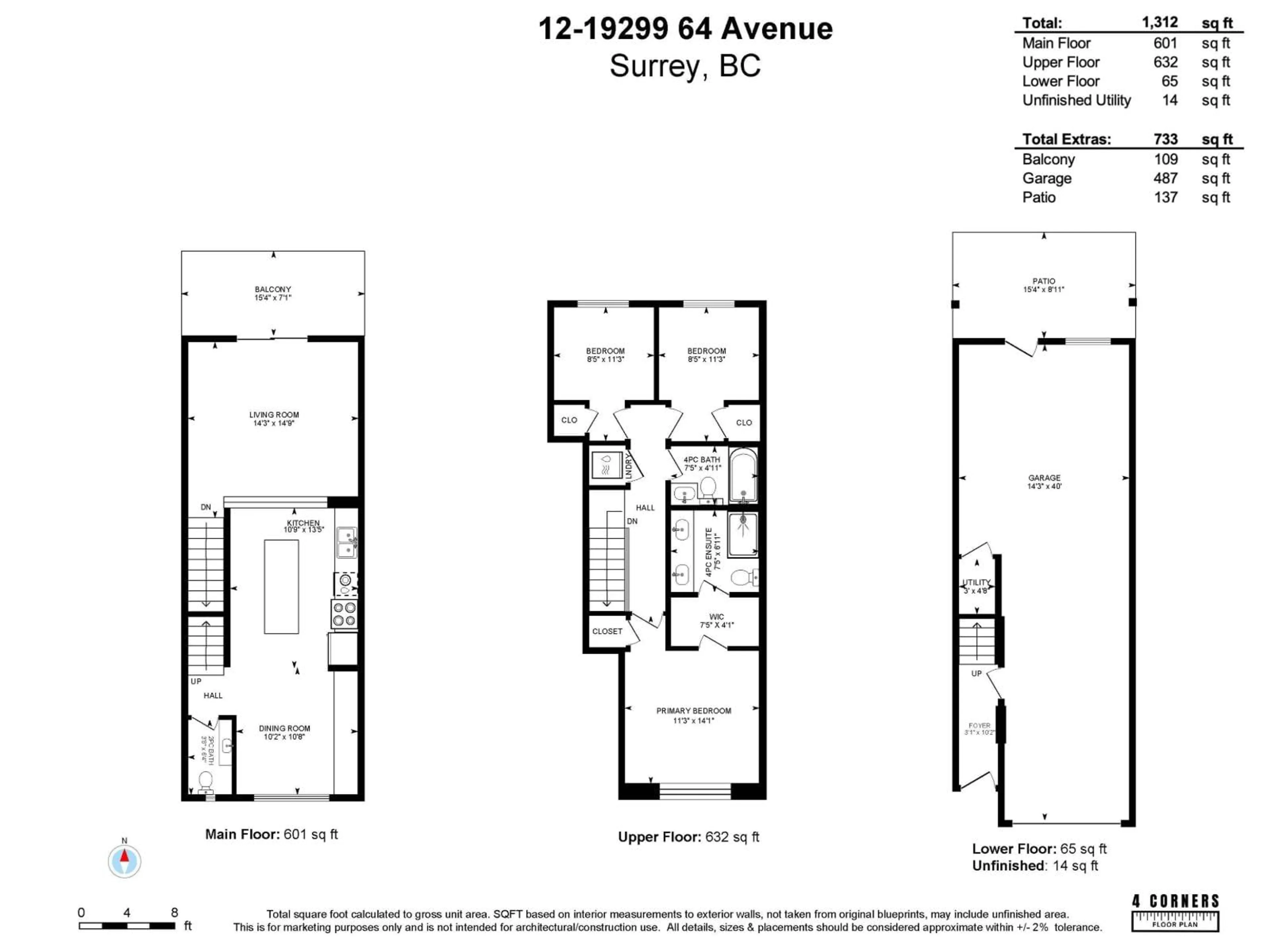 Floor plan for 12 - 19299 64 AVENUE, Surrey British Columbia V4N6T1