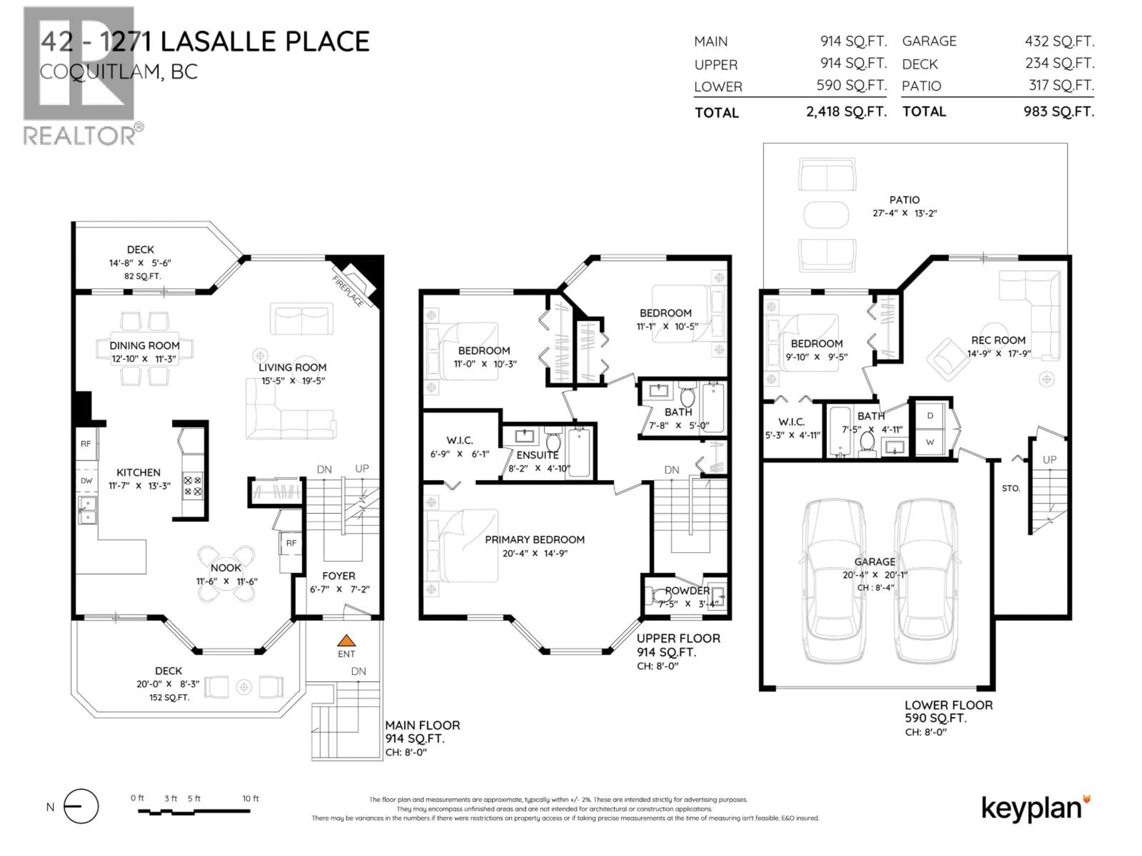 Floor plan for 42 - 1271 LASALLE PLACE, Coquitlam British Columbia V3B7C8