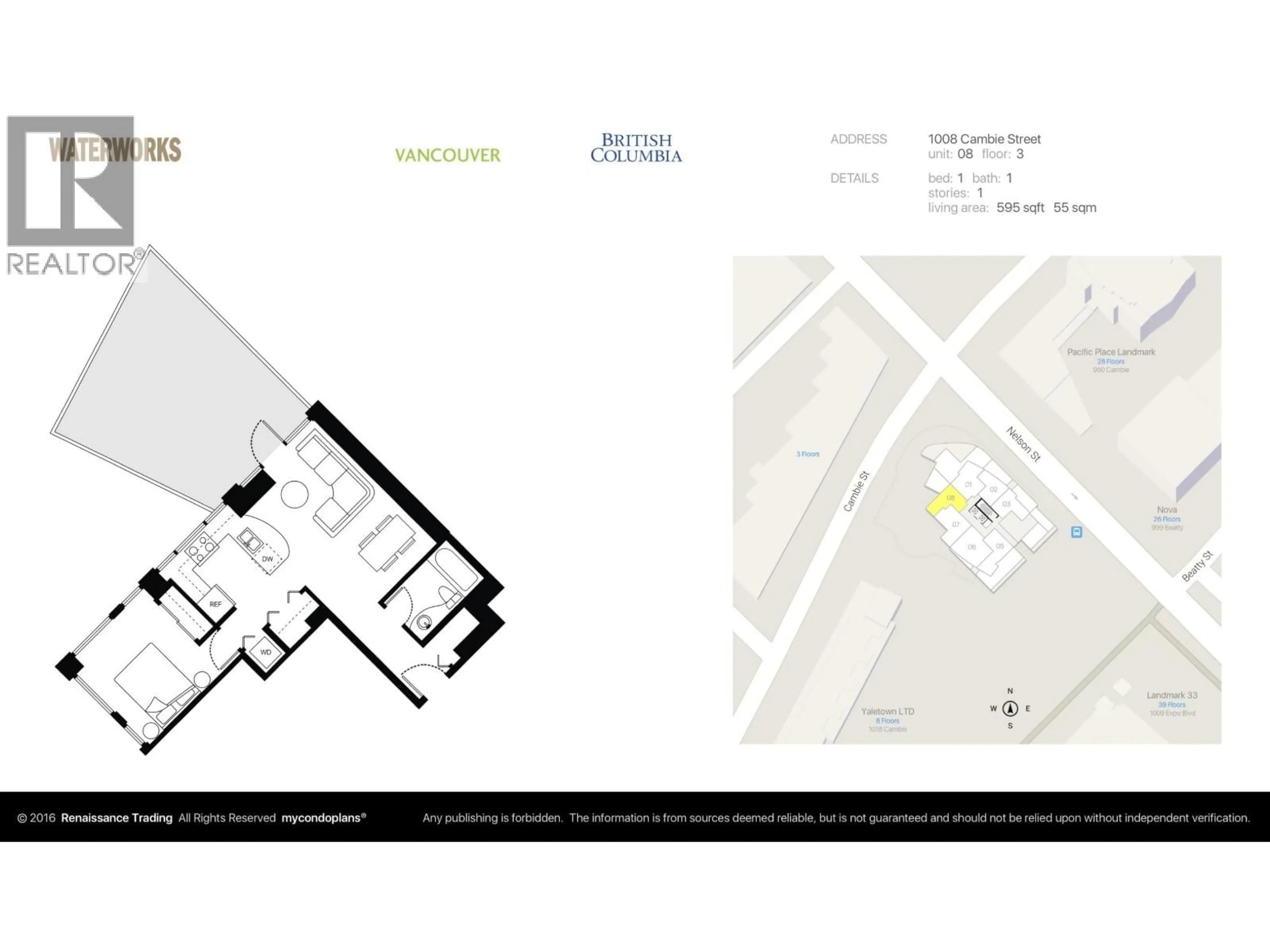 Floor plan for 308 - 1008 CAMBIE STREET, Vancouver British Columbia V6B6J7