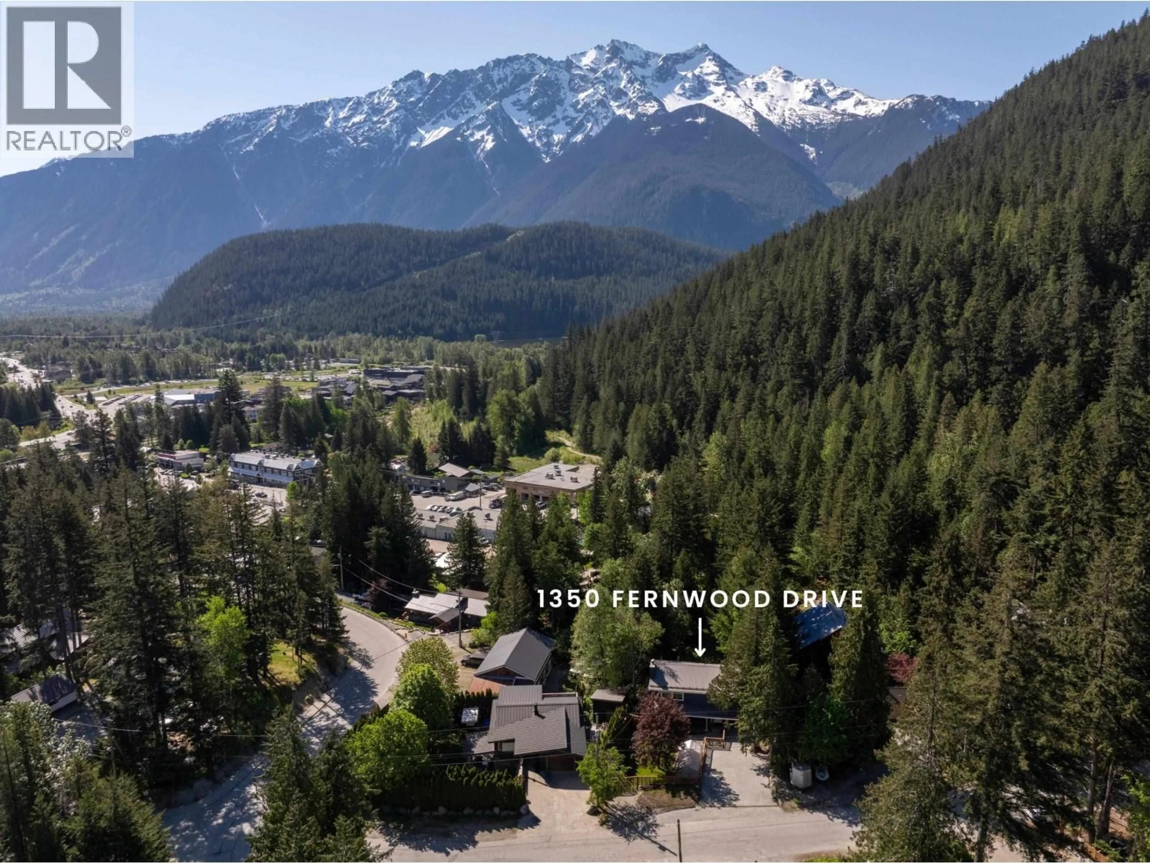 A pic from outside/outdoor area/front of a property/back of a property/a pic from drone, mountain view for 1350 FERNWOOD DRIVE, Pemberton British Columbia V0N2L0