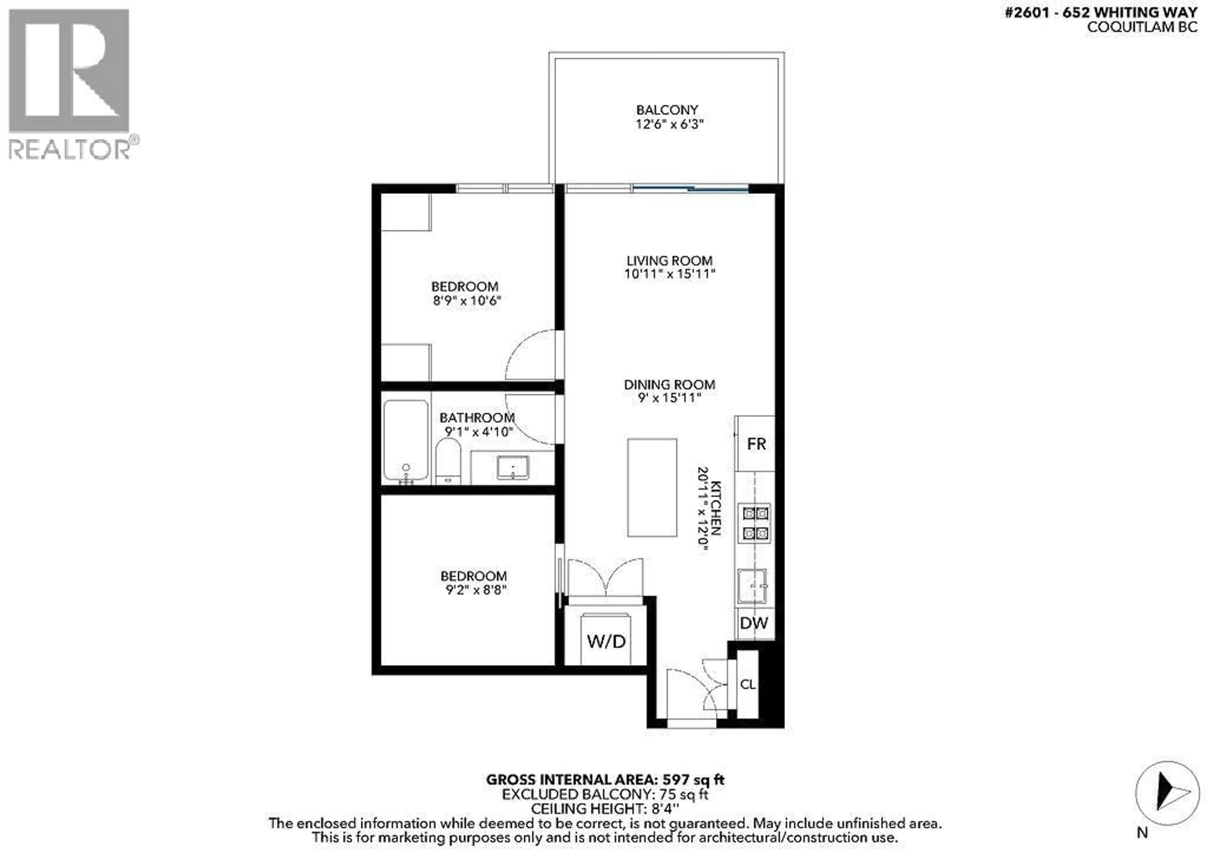 Floor plan for 2601 - 652 WHITING WAY, Coquitlam British Columbia V3J0K3