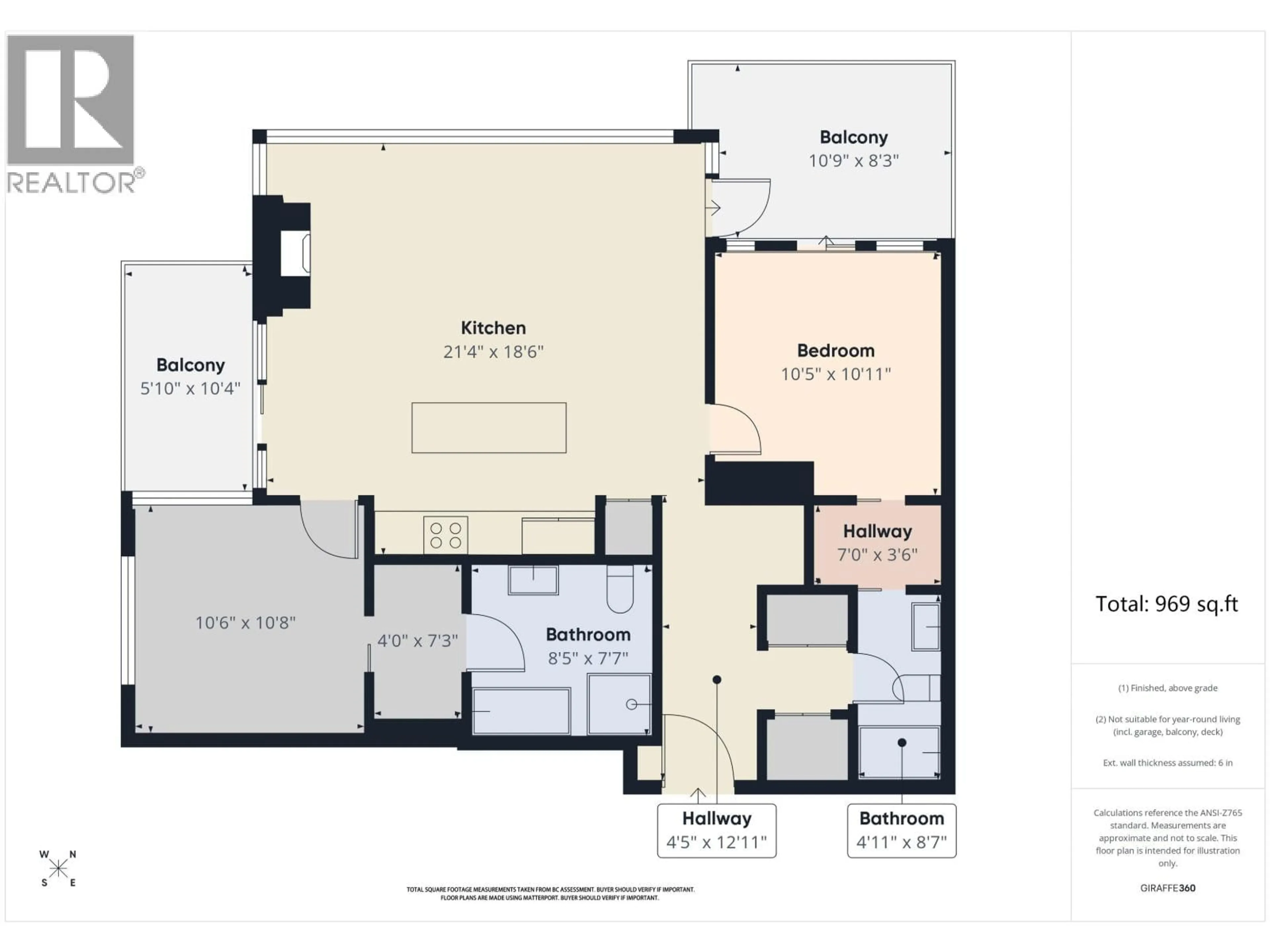 Floor plan for 1602 - 7088 18TH AVENUE, Burnaby British Columbia V3N0A2