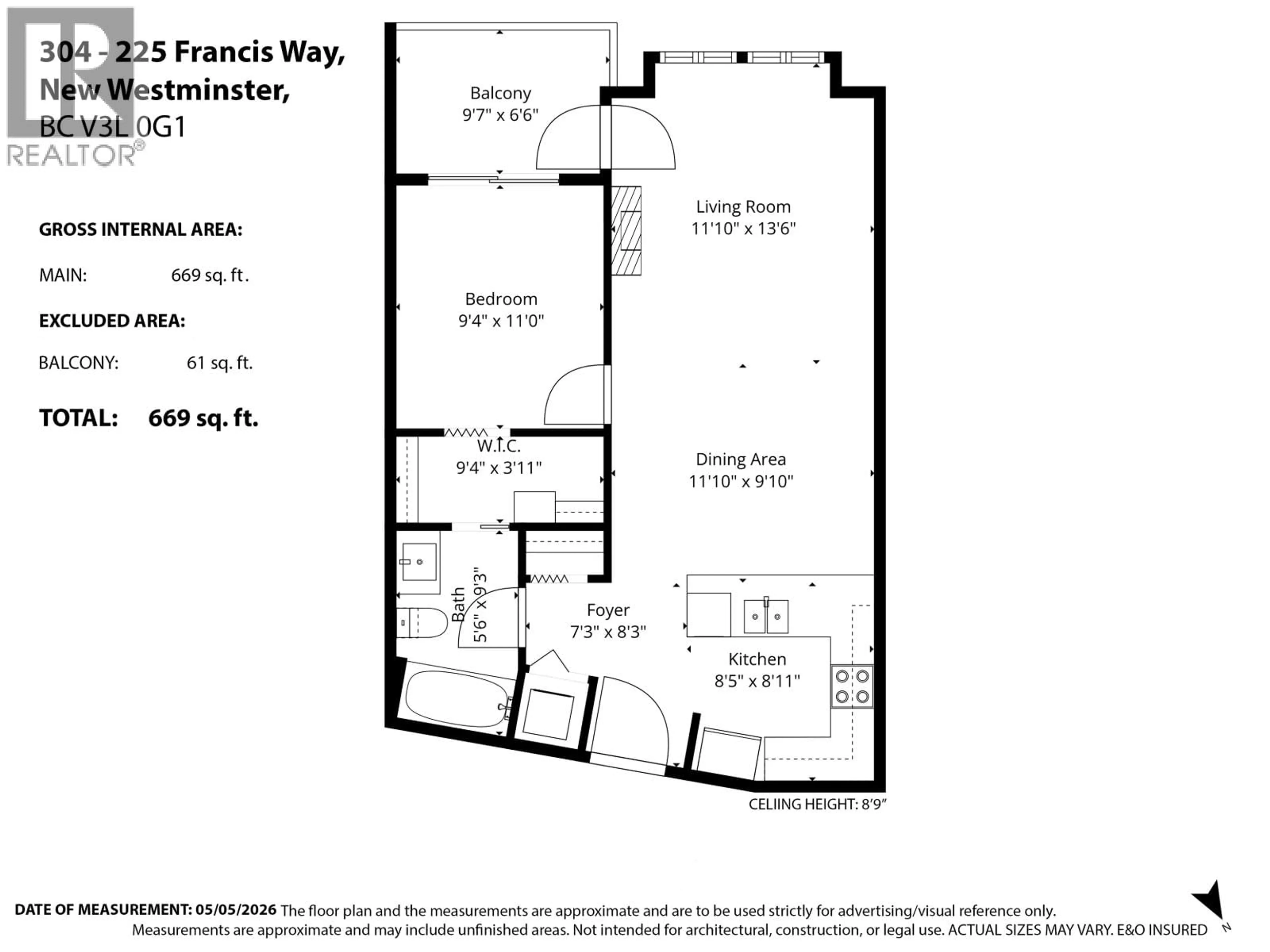 Floor plan for 304 - 225 FRANCIS WAY, New Westminster British Columbia V3L0G1