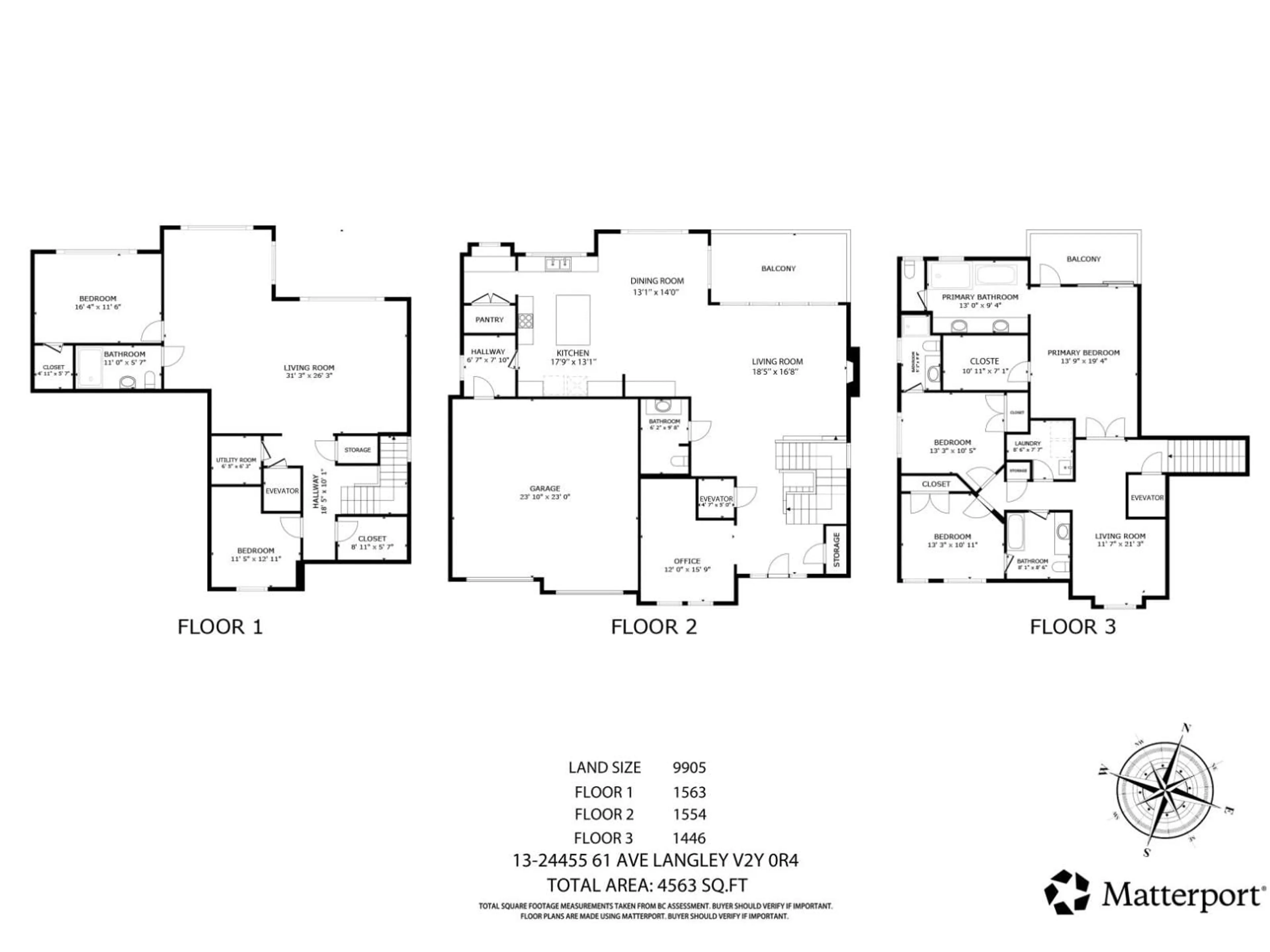 Floor plan for 13 - 24455 61 AVENUE, Langley British Columbia V2Y0R4