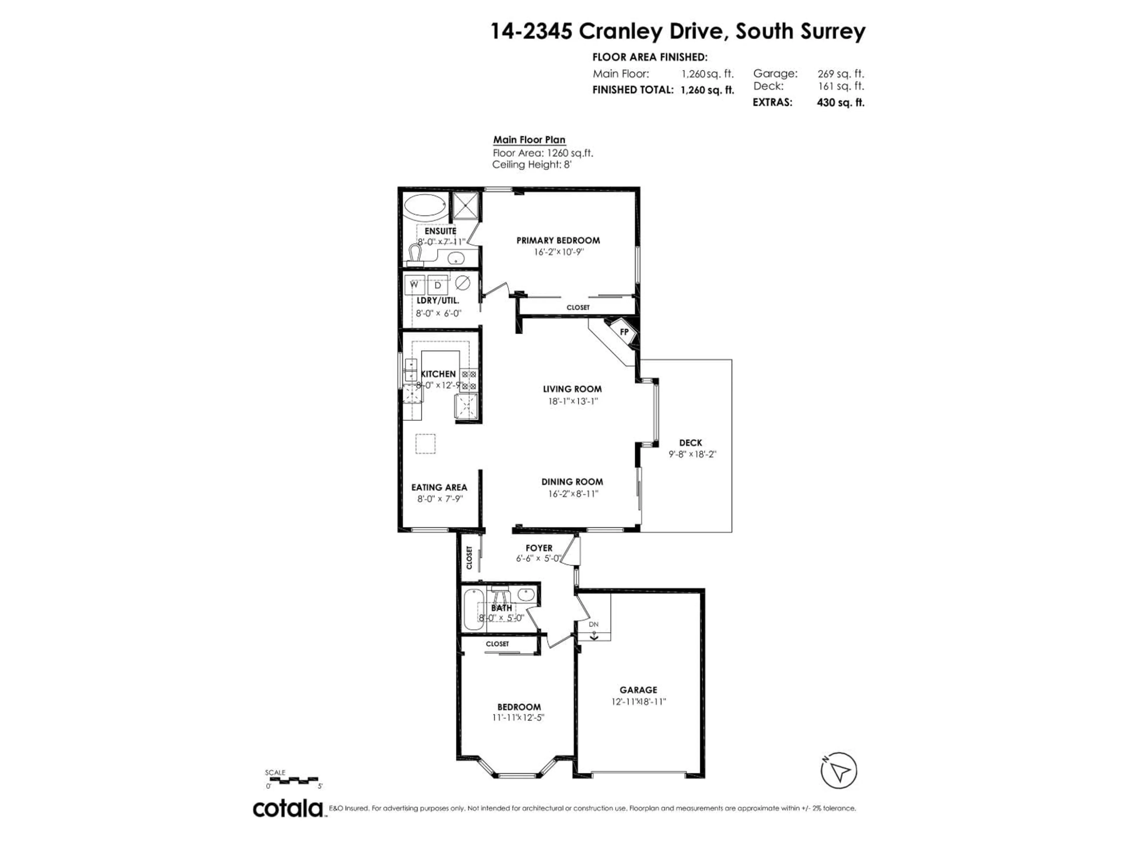 Floor plan for 14 - 2345 CRANLEY DRIVE, Surrey British Columbia V4A9G5