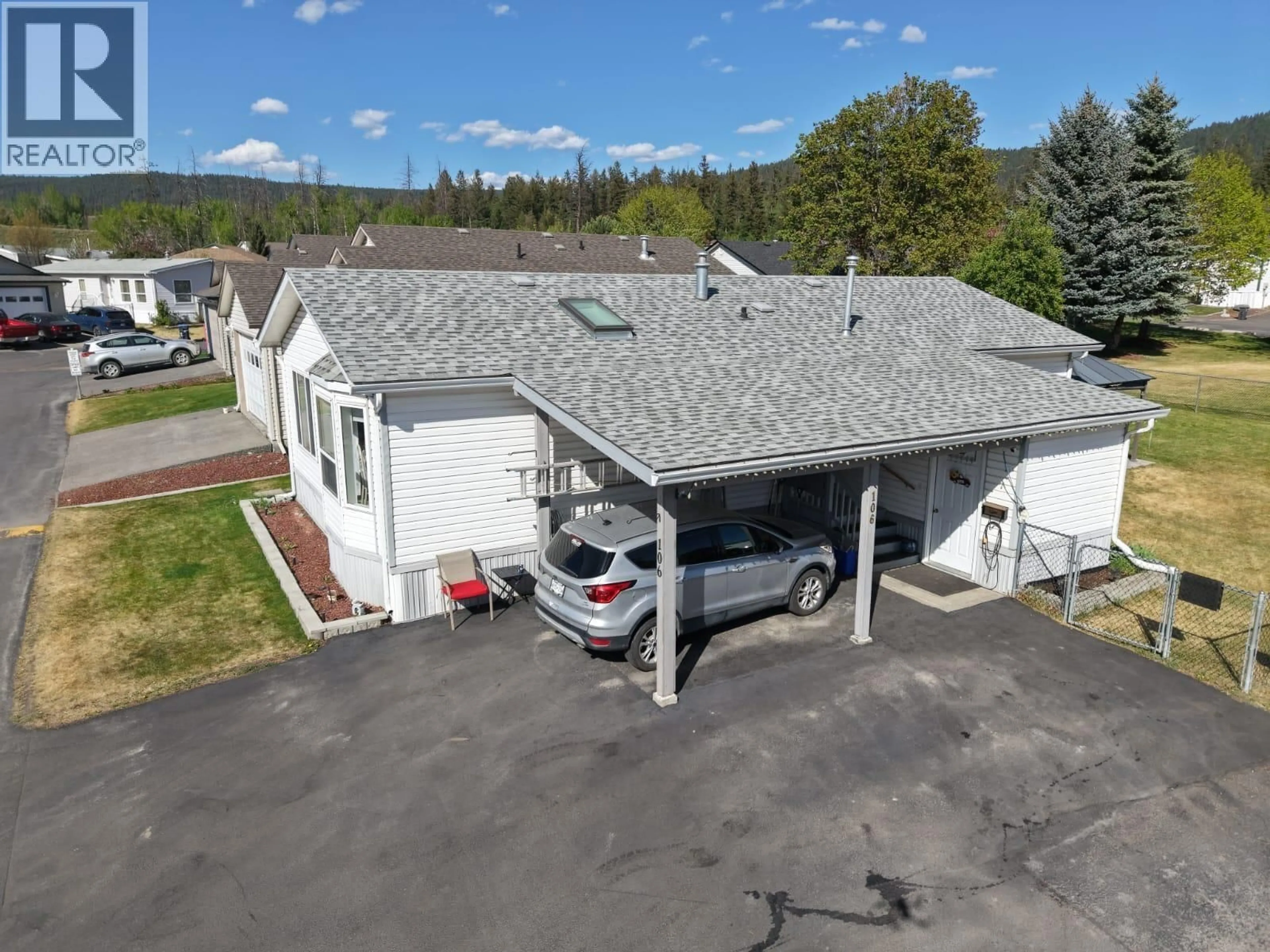 A pic from outside/outdoor area/front of a property/back of a property/a pic from drone, mountain view for 106 BRAHMA CRESCENT, Williams Lake British Columbia V2G4T7