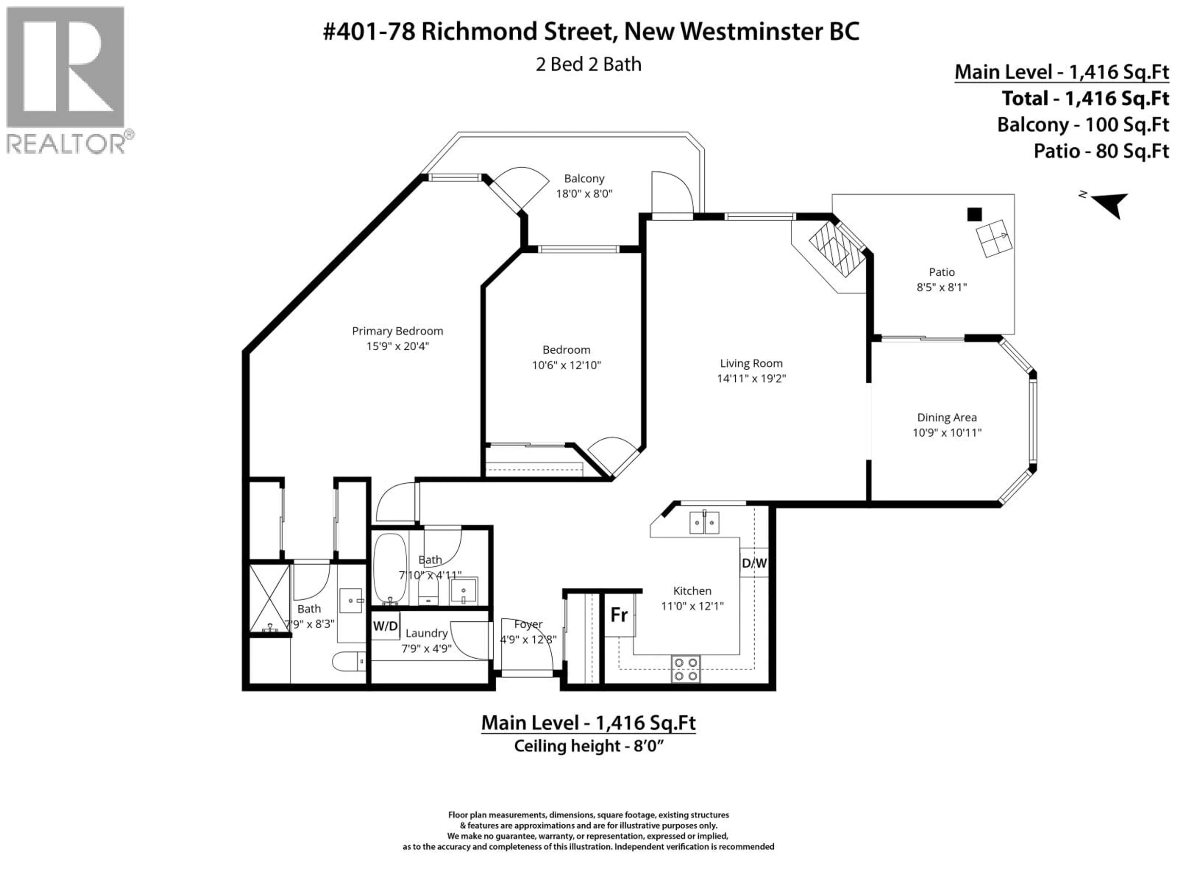 Floor plan for 401 - 78 RICHMOND STREET, New Westminster British Columbia V3L5T2