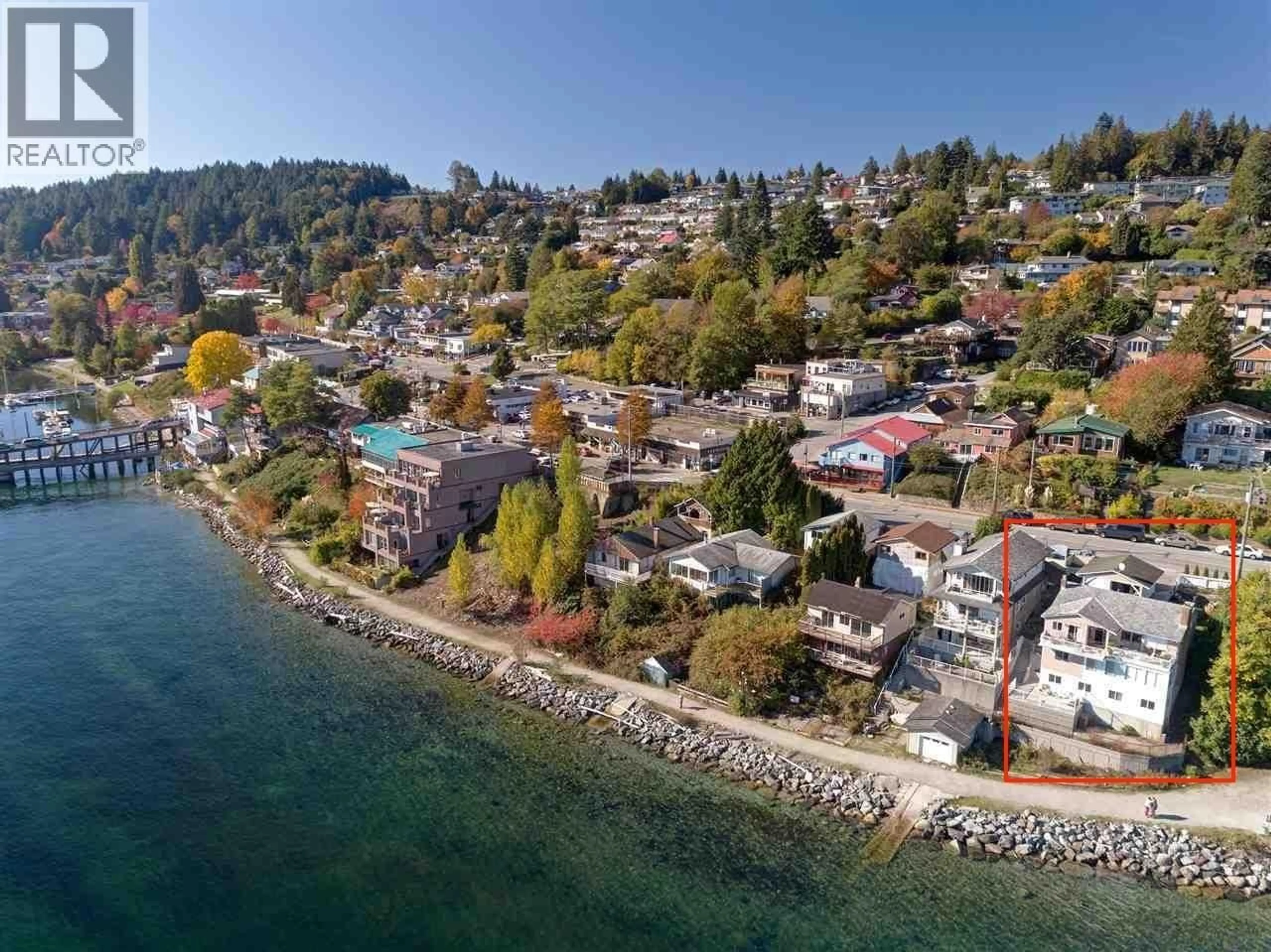 A pic from outside/outdoor area/front of a property/back of a property/a pic from drone, water/lake/river/ocean view for 484 MARINE DRIVE, Gibsons British Columbia V0N1V0