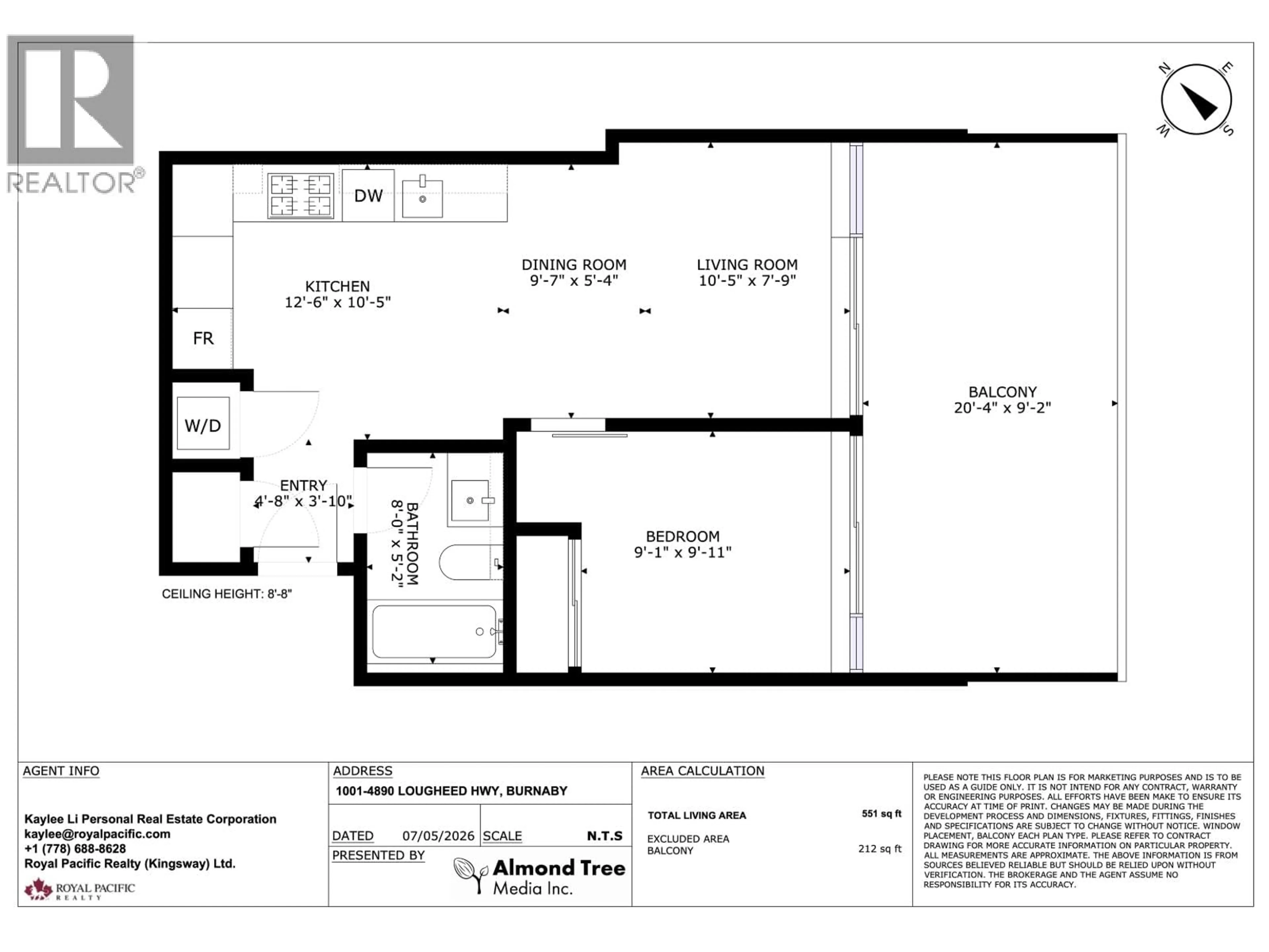 Floor plan for 1001 - 4890 LOUGHEED HIGHWAY, Burnaby British Columbia V5C0N2
