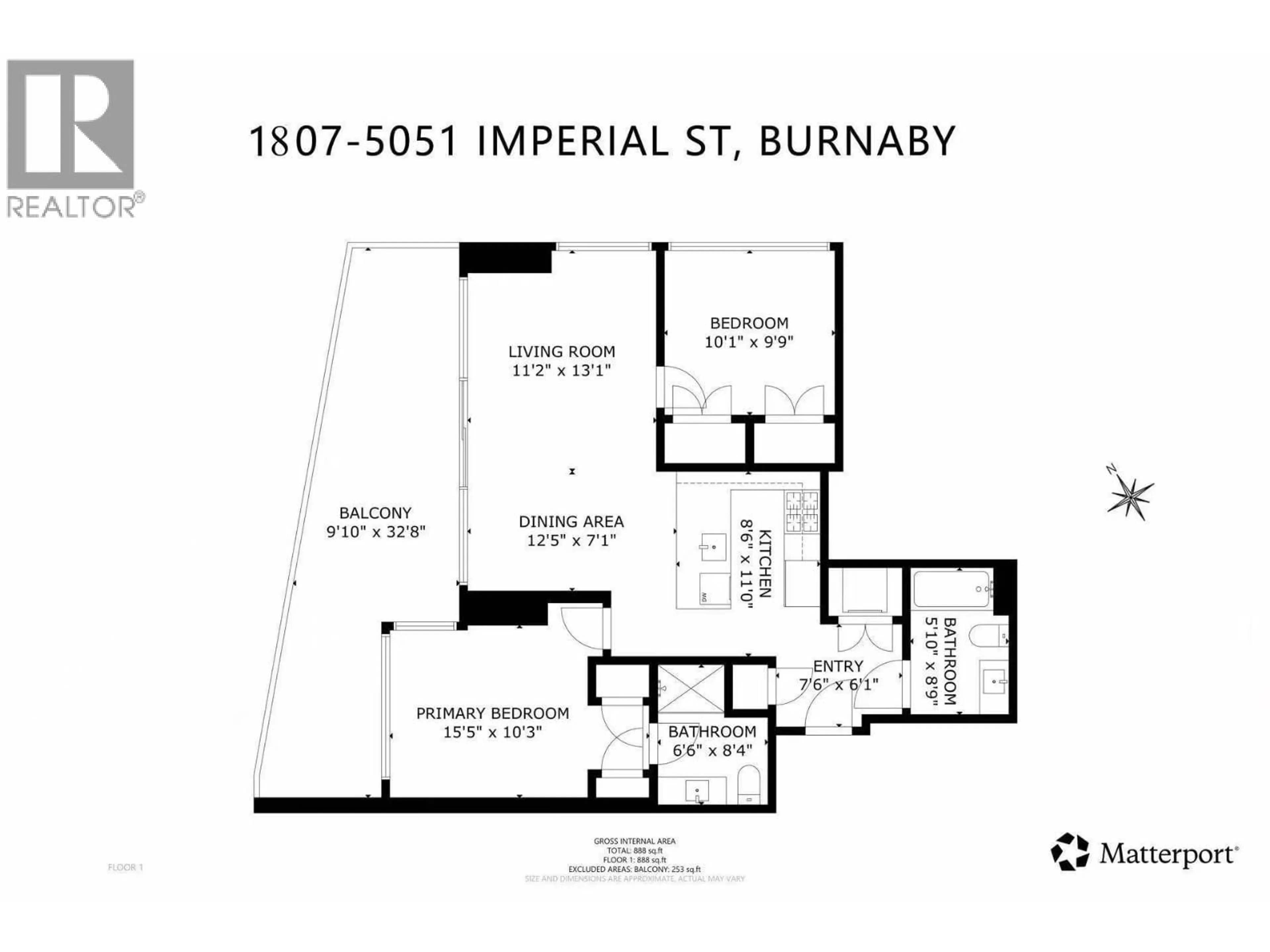 Floor plan for 1807 - 5051 IMPERIAL STREET, Burnaby British Columbia V5J0J3