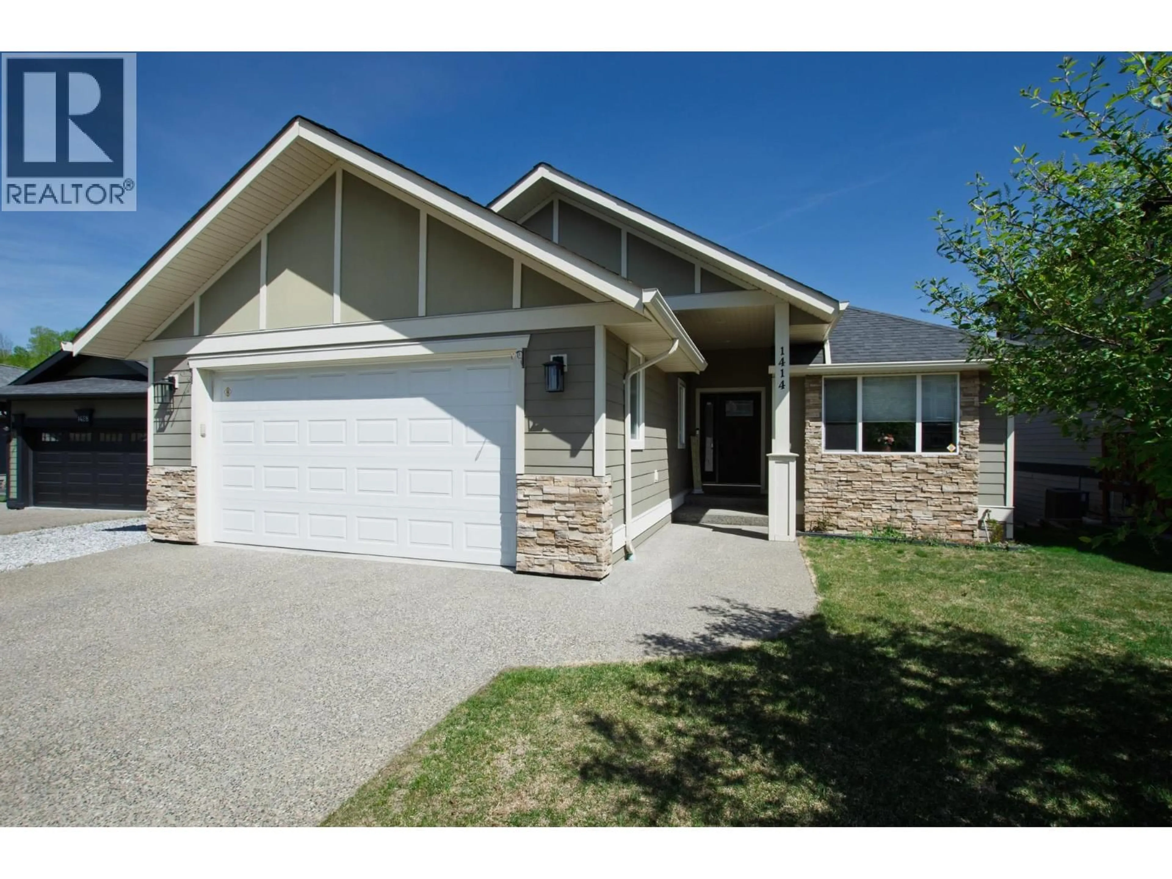 Home with vinyl exterior material, street for 1414 OMINECA PLACE, Prince George British Columbia V2N0B7