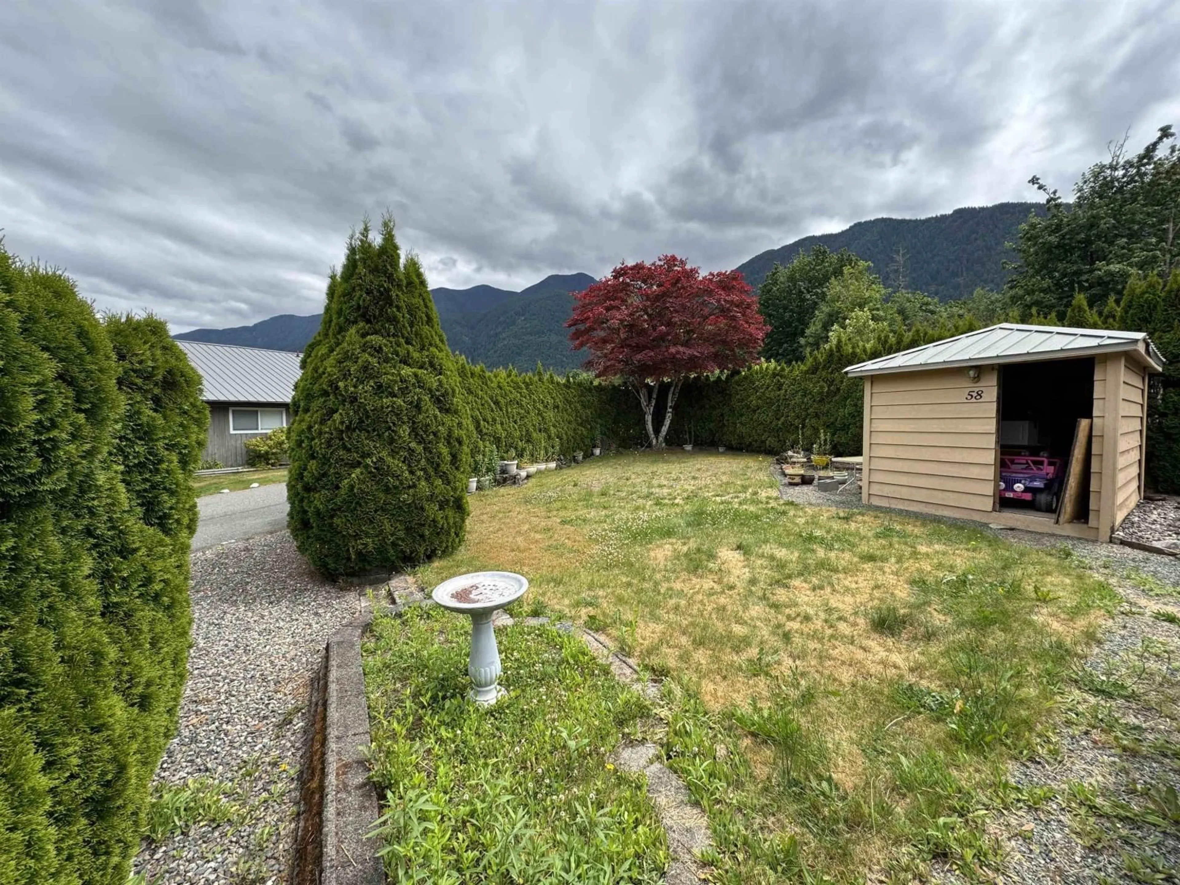 A pic from outside/outdoor area/front of a property/back of a property/a pic from drone, mountain view for 58 - 1436 FROST ROAD, Cultus Lake British Columbia V2R4X8