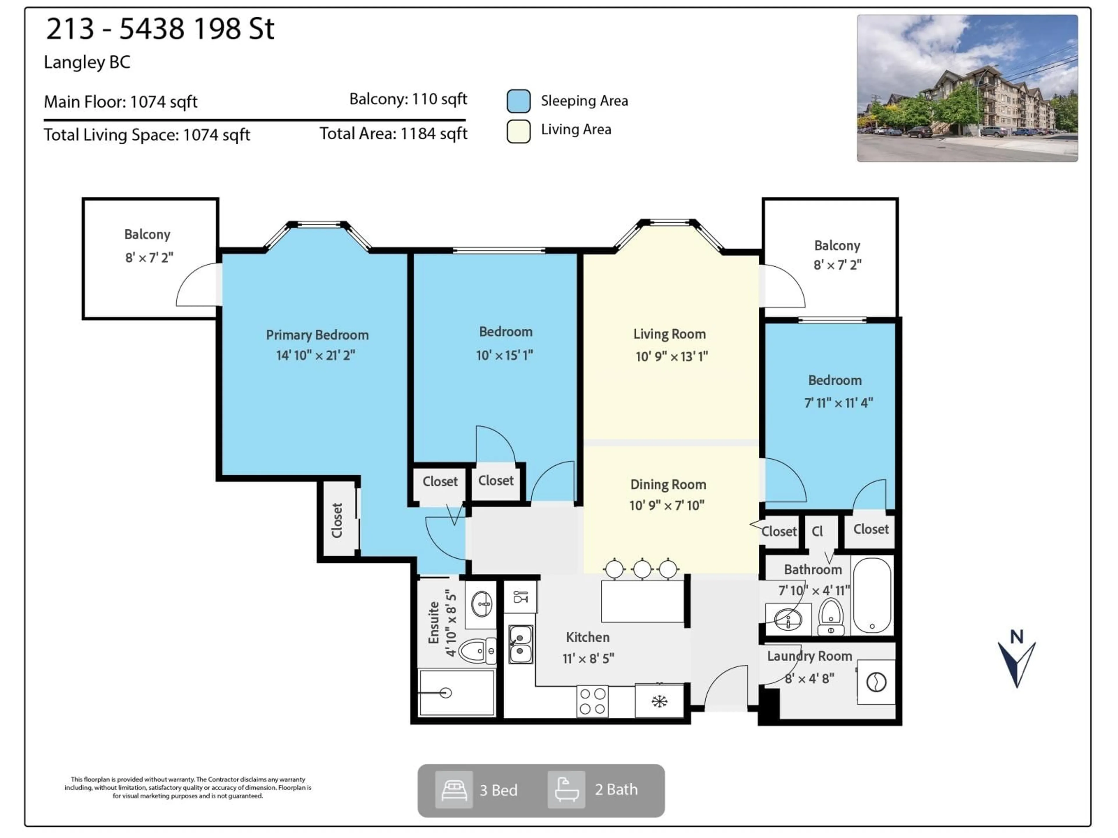 Floor plan for 213 - 5438 198 STREET, Langley British Columbia V3A1G2