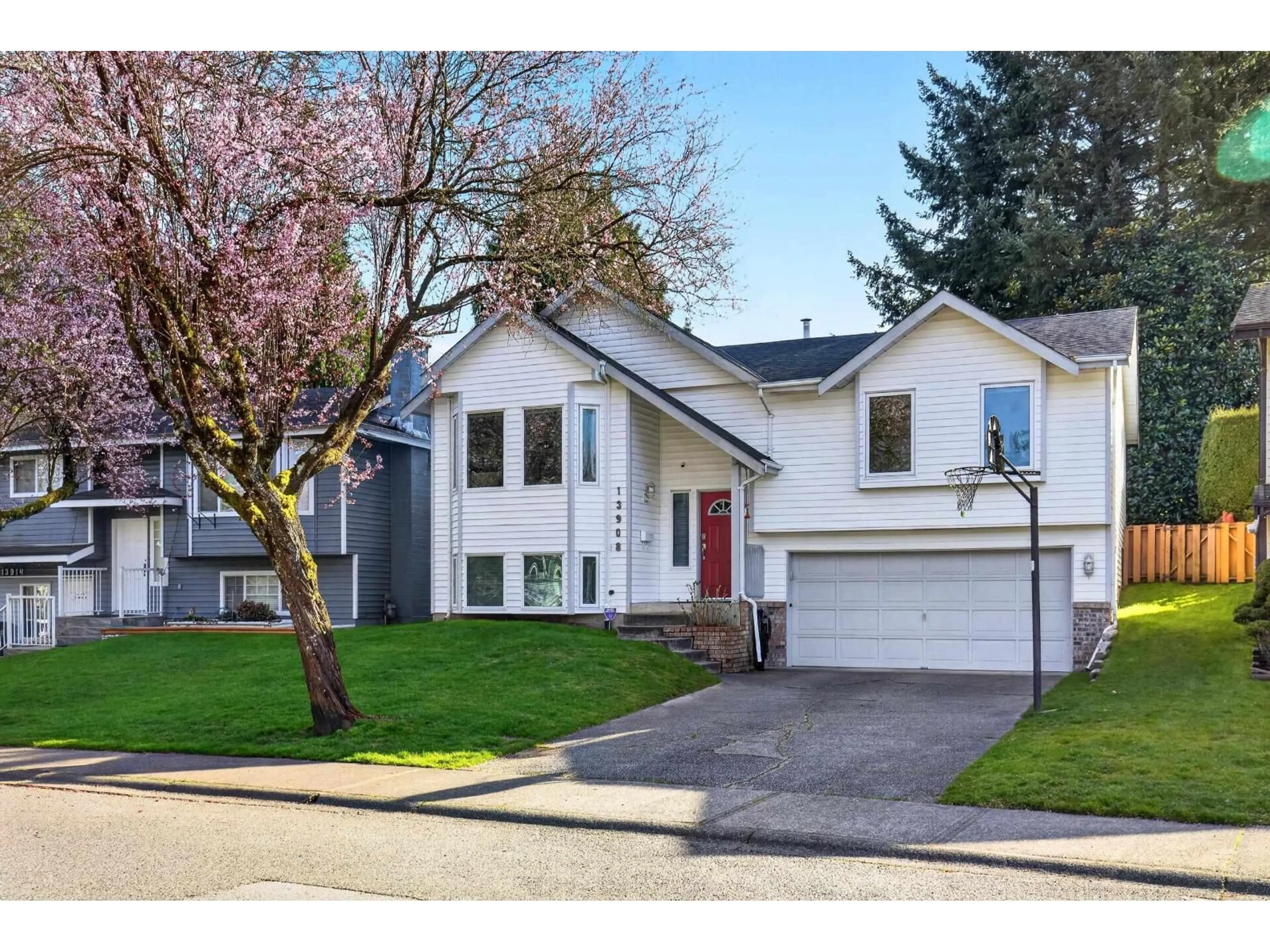 Home with vinyl exterior material, street for 13908 80B AVENUE, Surrey British Columbia V3W9B4